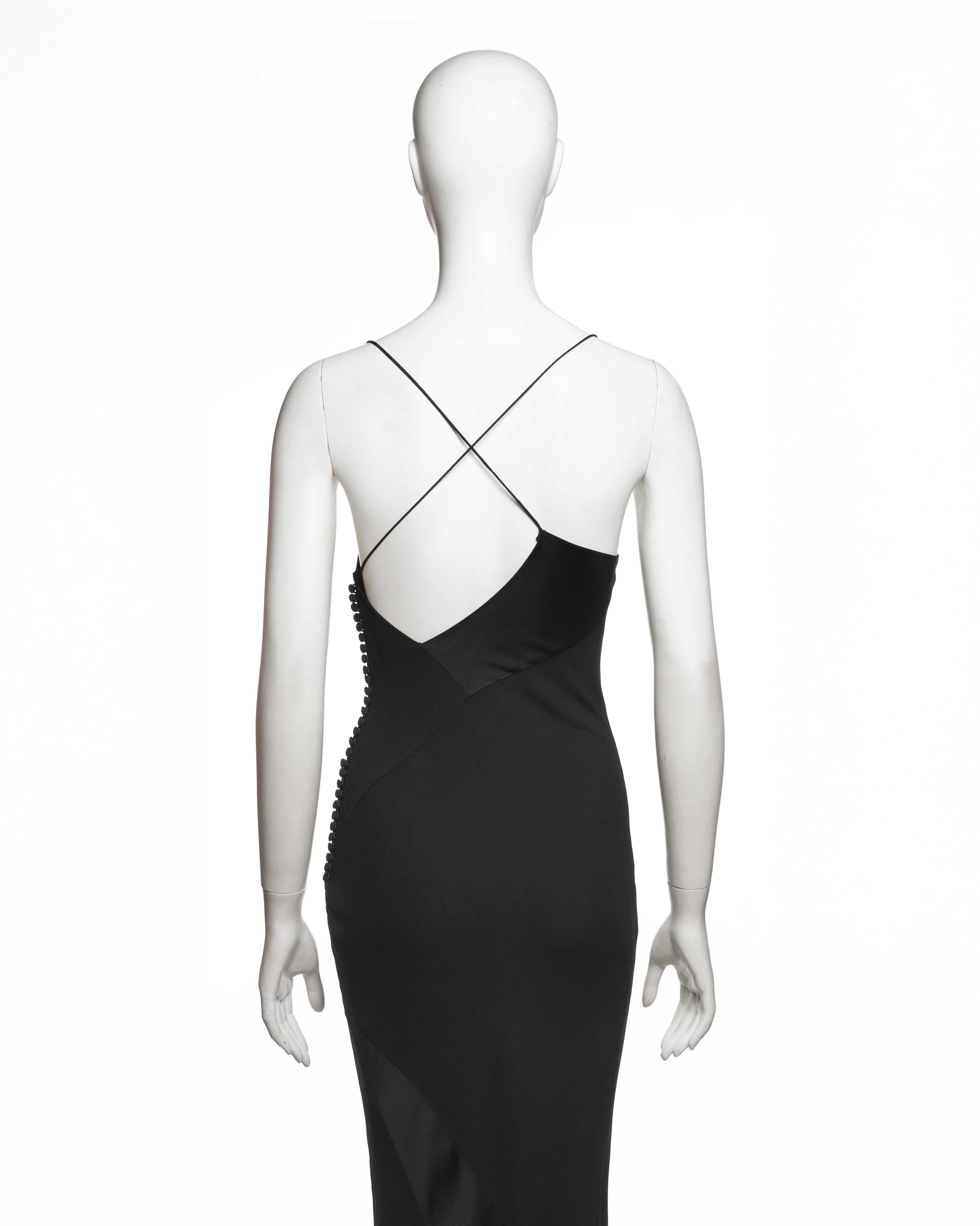 Christian Dior by John Galliano Black Black Bias-Cut Satin-Backed Crepe Dress, 2007 en vente 3
