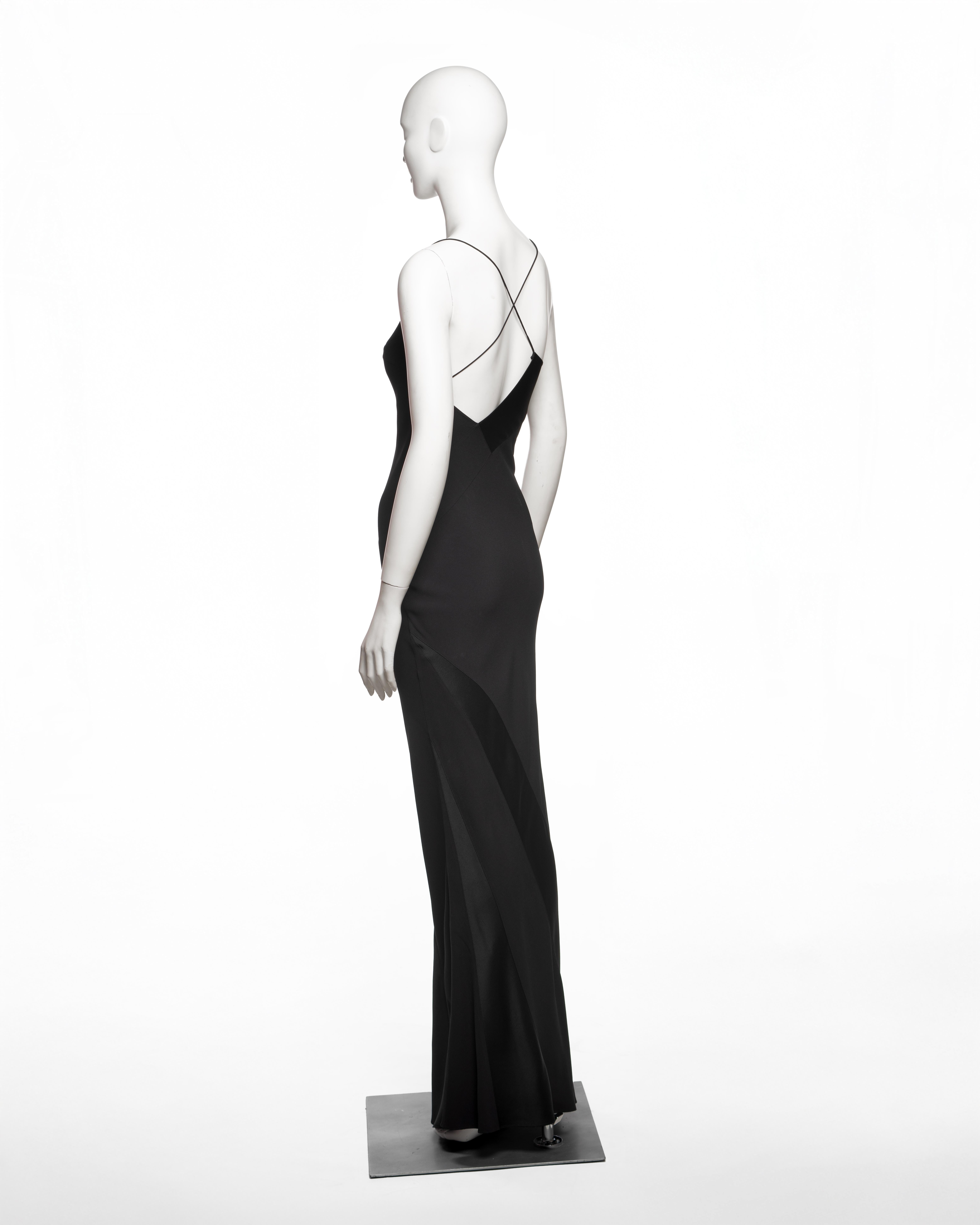 Christian Dior by John Galliano Black Black Bias-Cut Satin-Backed Crepe Dress, 2007 en vente 4