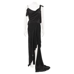 Christian Dior by John Galliano Schwarzes schräg geschnittenes Abendkleid aus Satin, Herbst/Winter 2000