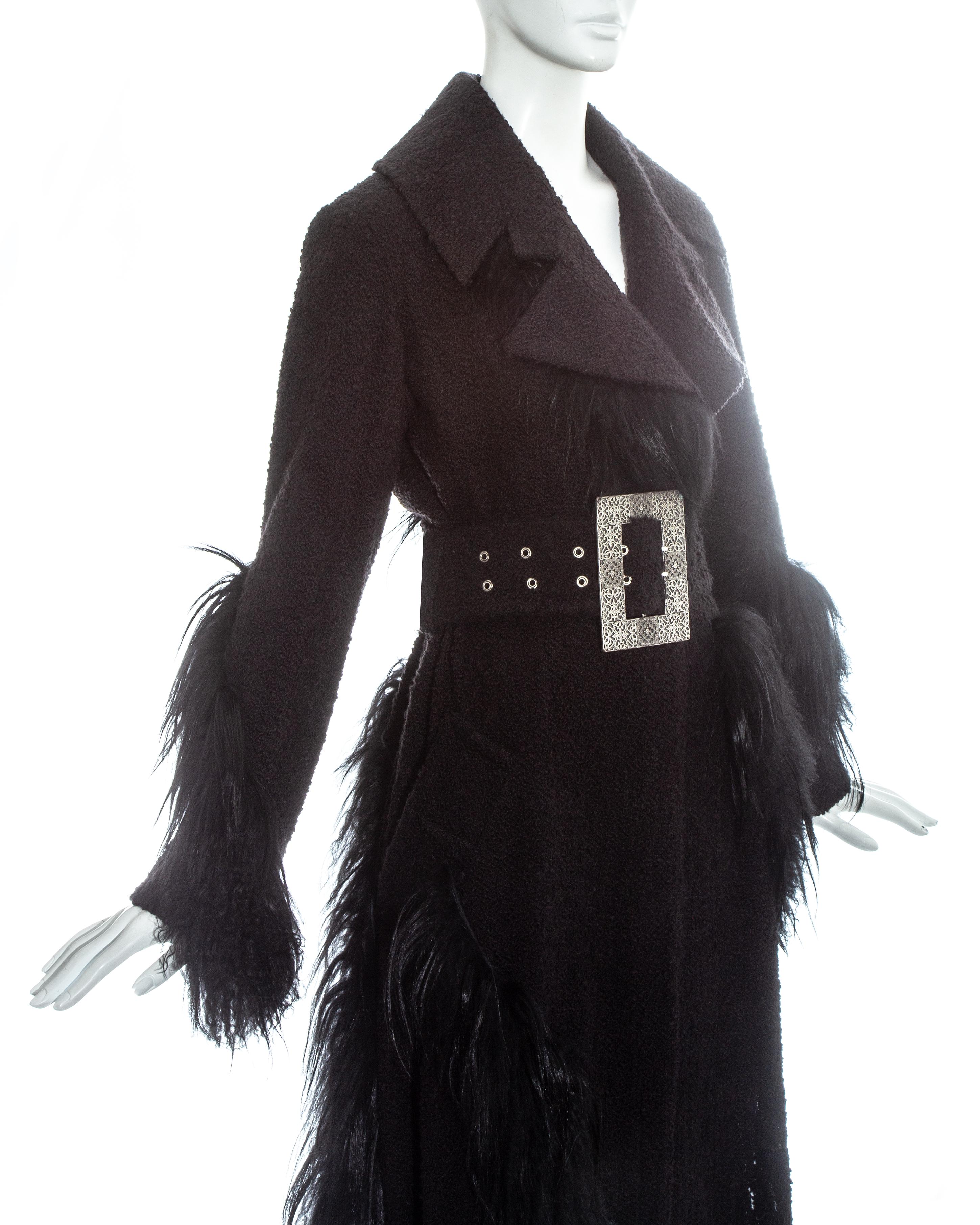 Christian Dior by John Galliano black boucle coat with yak and lamb, fw 2006  In Excellent Condition For Sale In London, GB