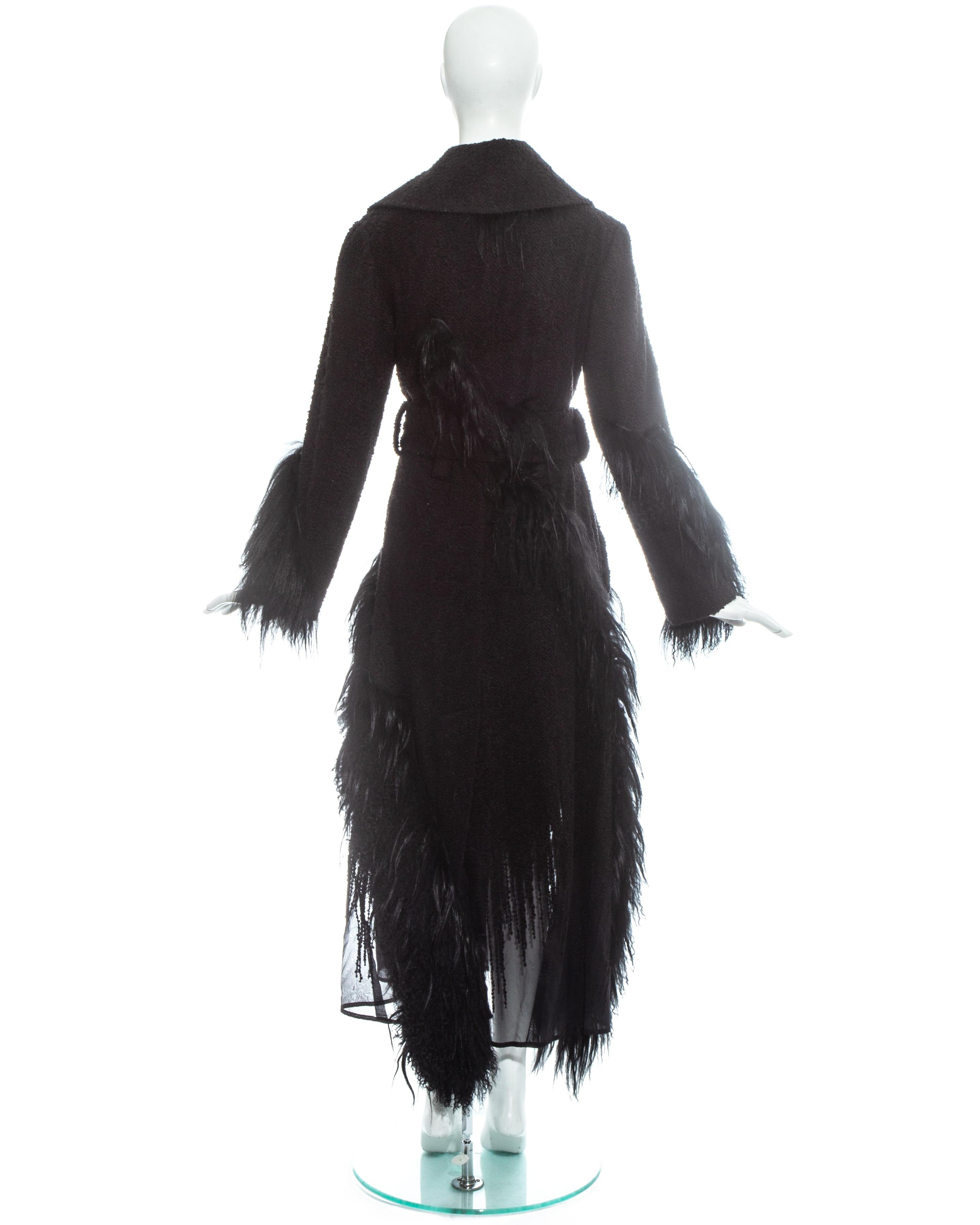 Christian Dior by John Galliano black boucle coat with yak and lamb, fw 2006  For Sale 2