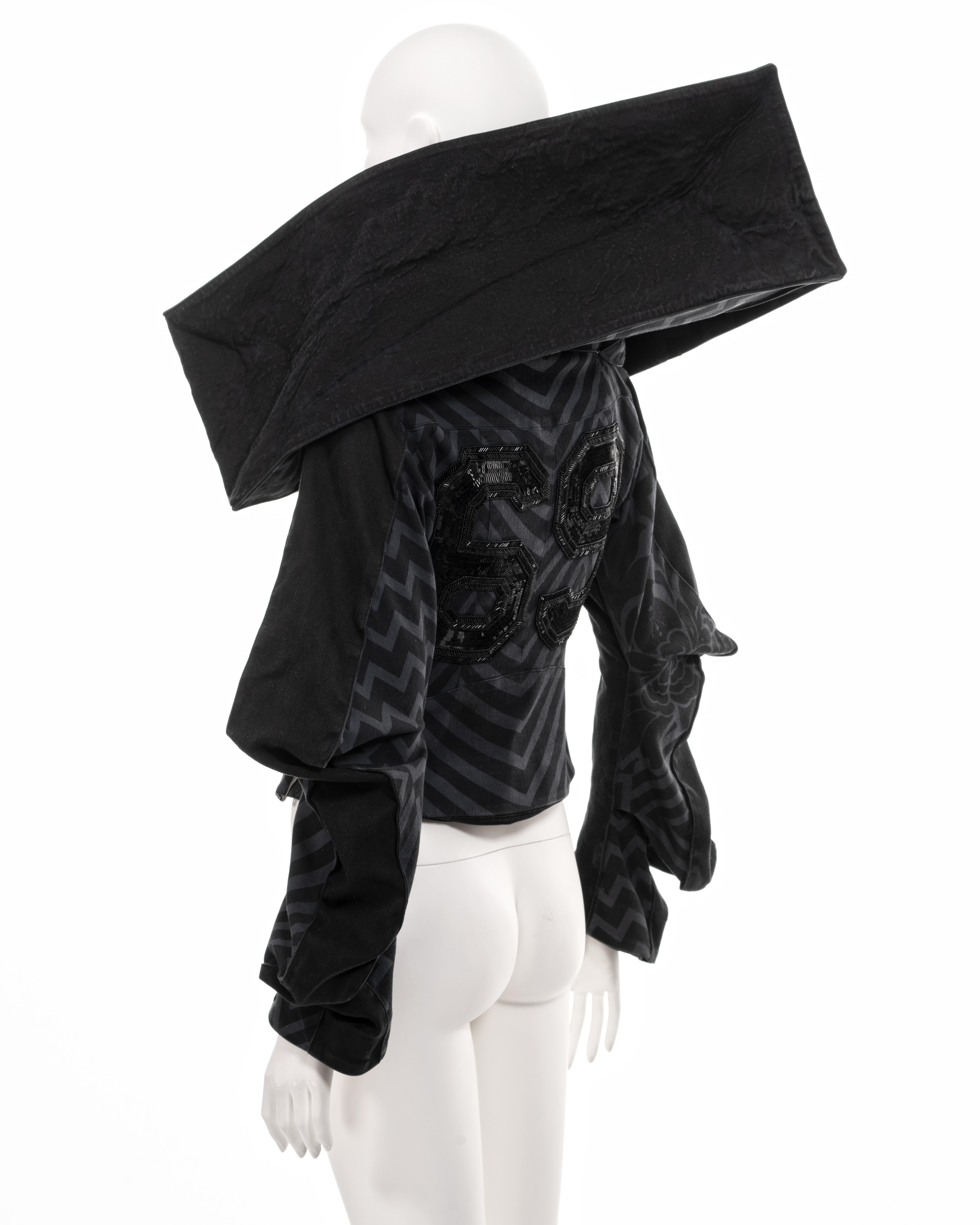 Christian Dior by John Galliano black chevron print cube-cut jacket, fw 2003 7