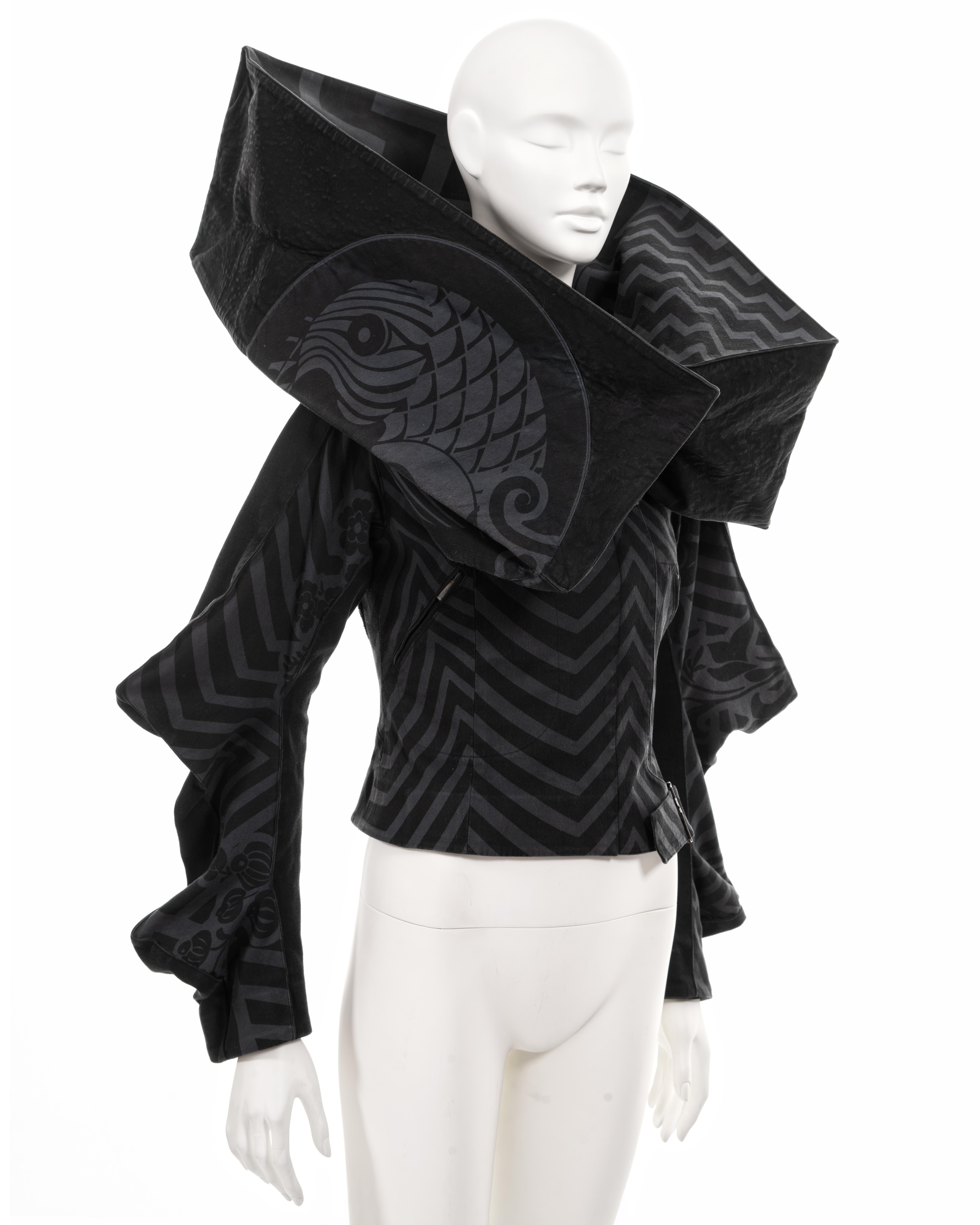Women's Christian Dior by John Galliano black chevron print cube-cut jacket, fw 2003