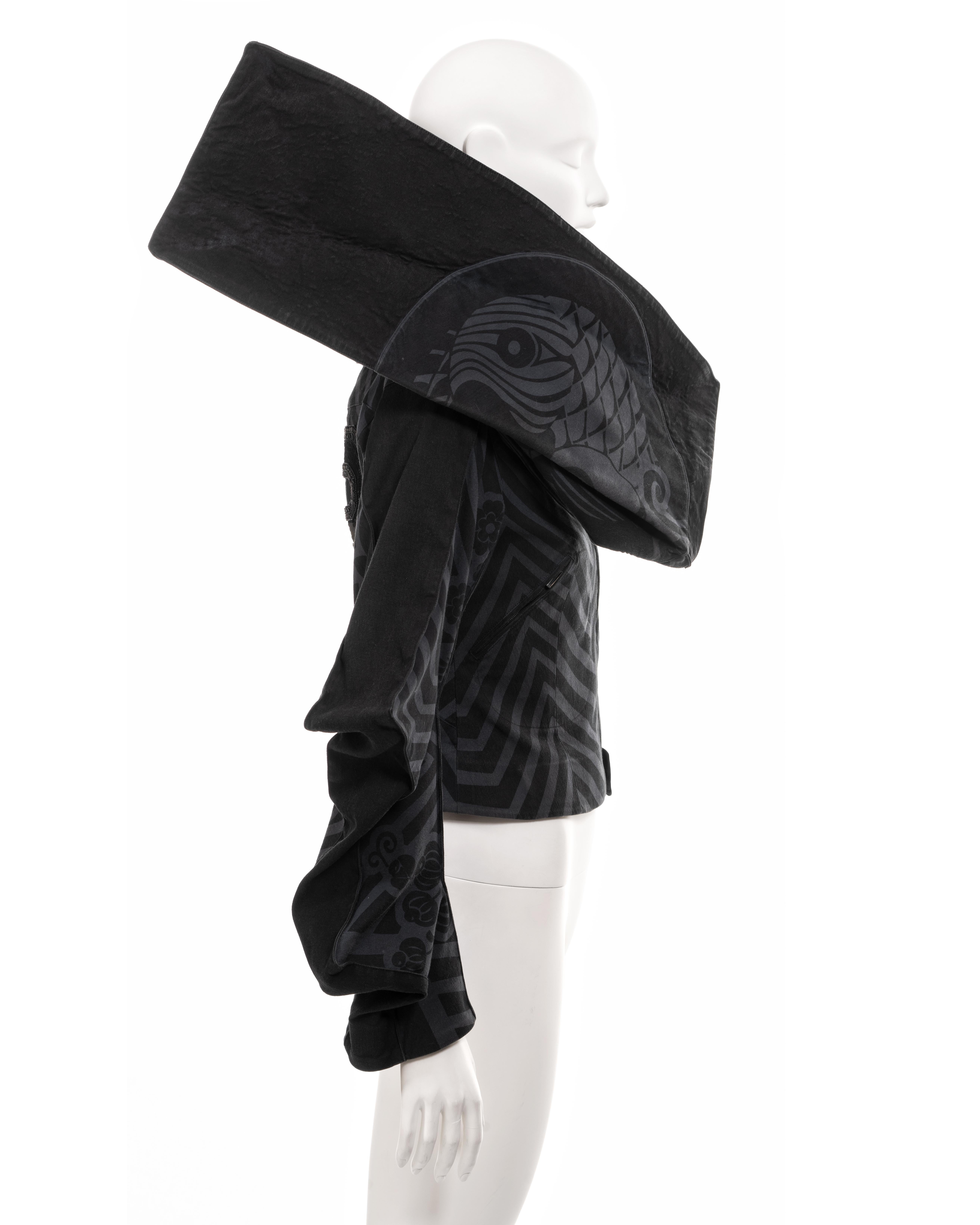 Christian Dior by John Galliano black chevron print cube-cut jacket, fw 2003 3