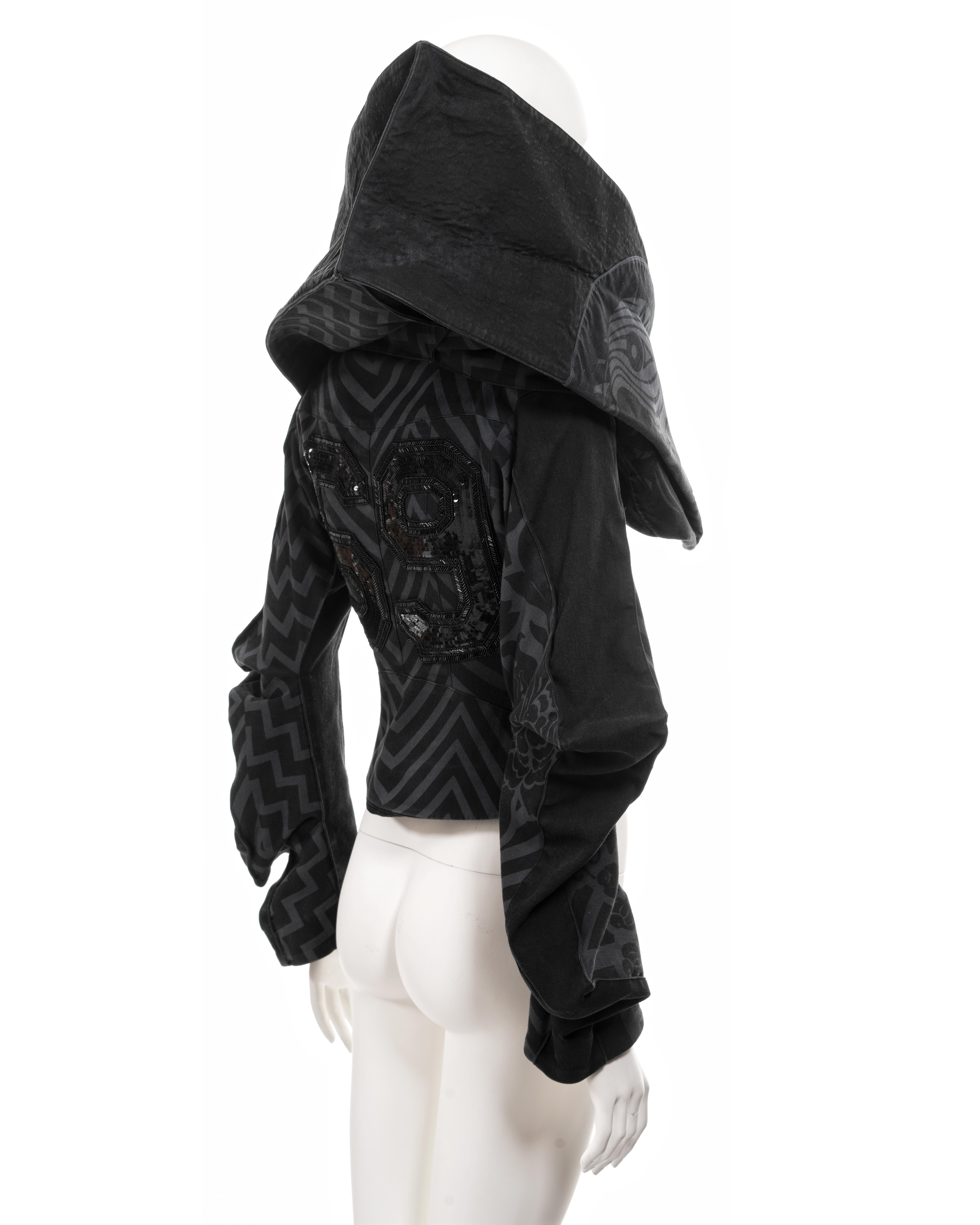 Christian Dior by John Galliano black chevron print cube-cut jacket, fw 2003 4