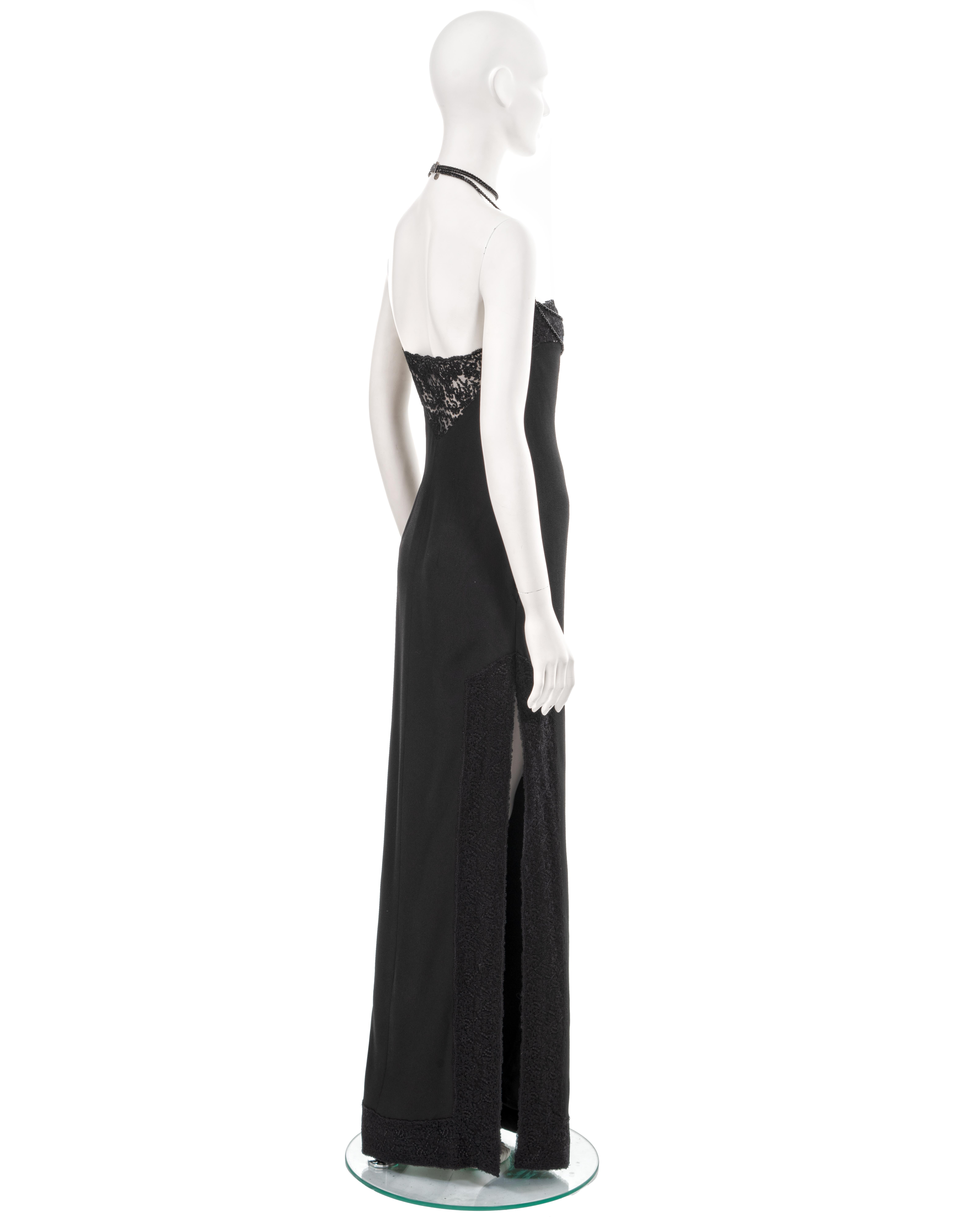 Christian Dior by John Galliano black crepe and lace evening dress, fw 1997 For Sale 6