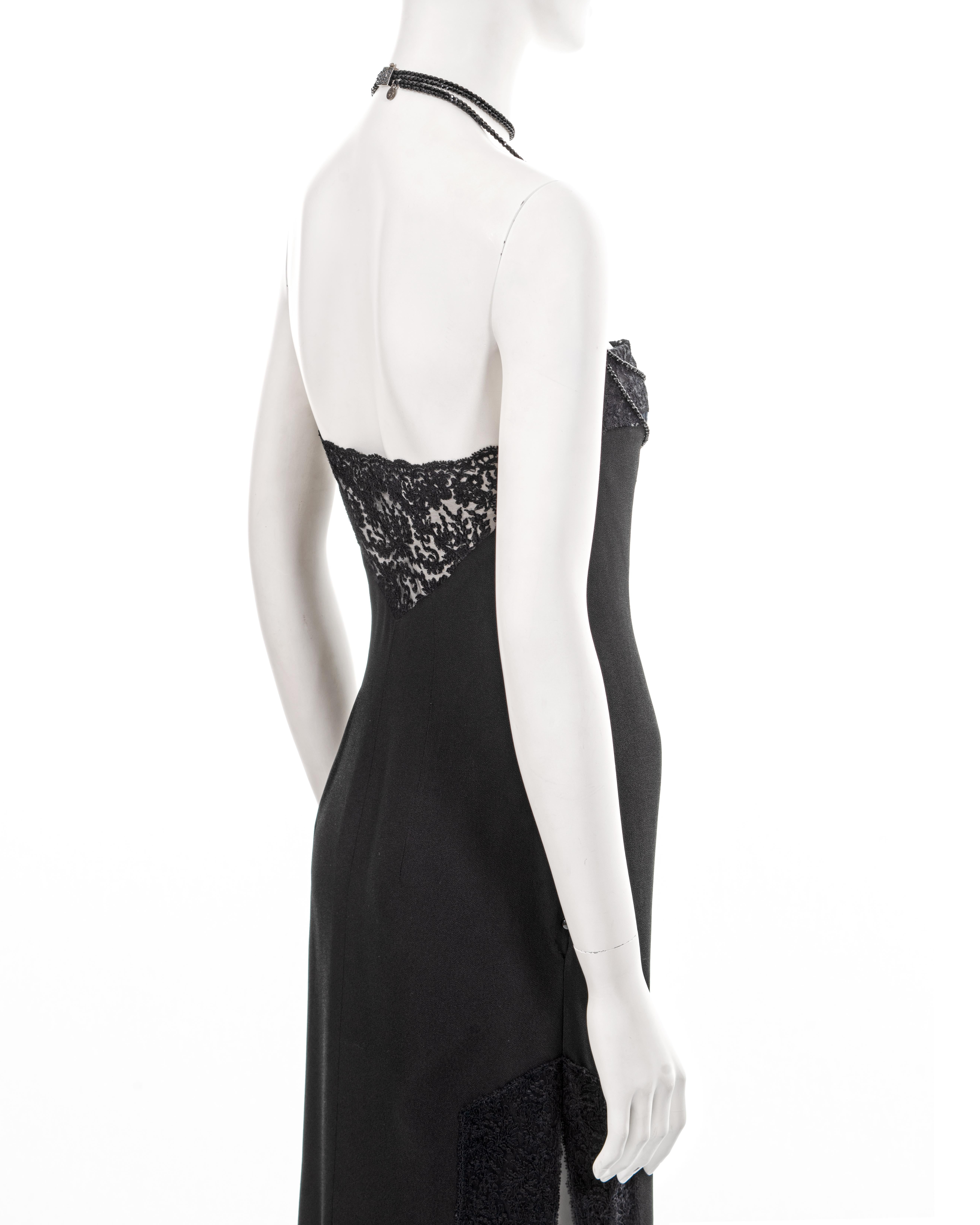 Christian Dior by John Galliano black crepe and lace evening dress, fw 1997 For Sale 7