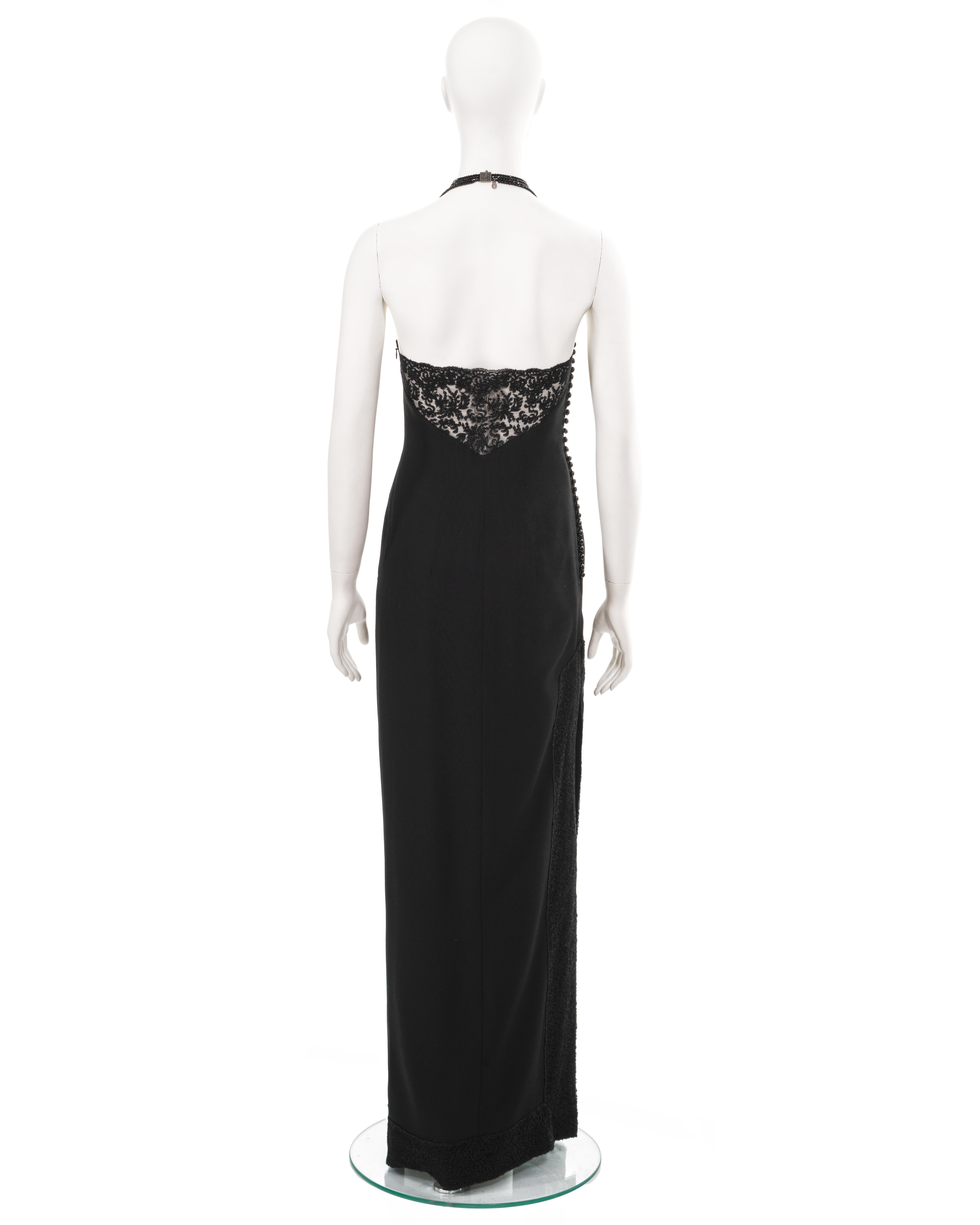 Christian Dior by John Galliano black crepe and lace evening dress, fw 1997 7