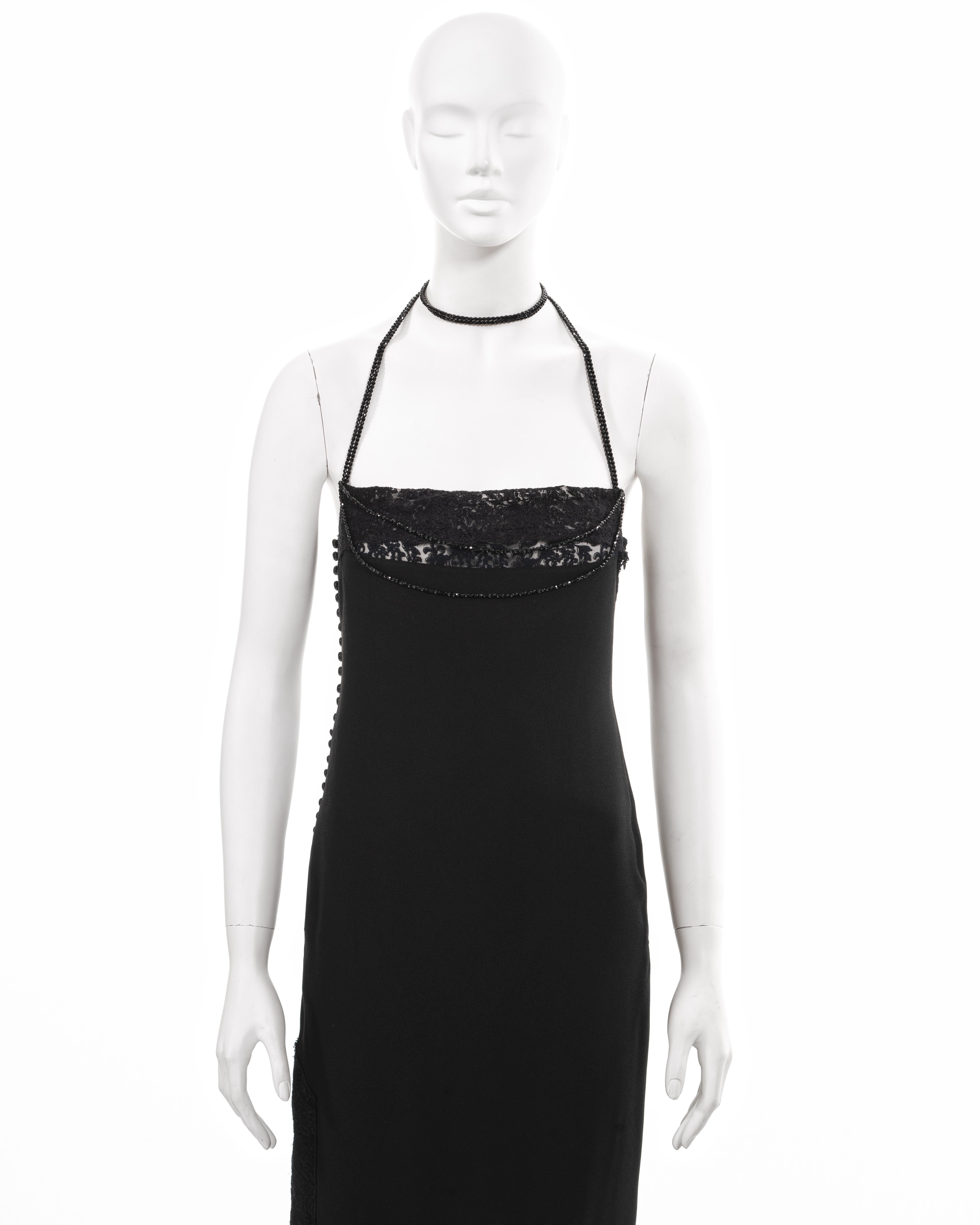 Christian Dior by John Galliano black crepe and lace evening dress, fw 1997 In Good Condition For Sale In London, GB