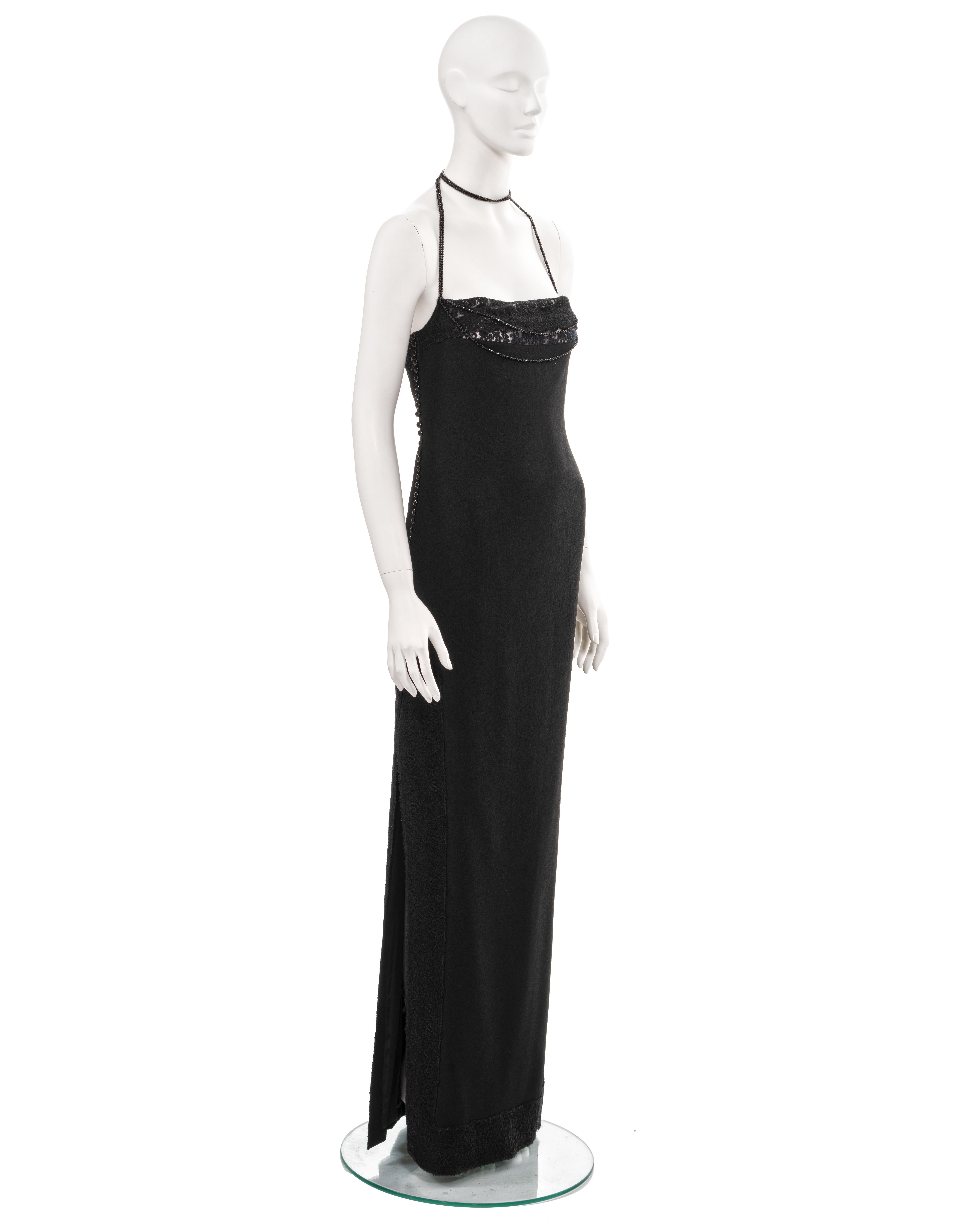Christian Dior by John Galliano black crepe and lace evening dress, fw 1997 For Sale 1