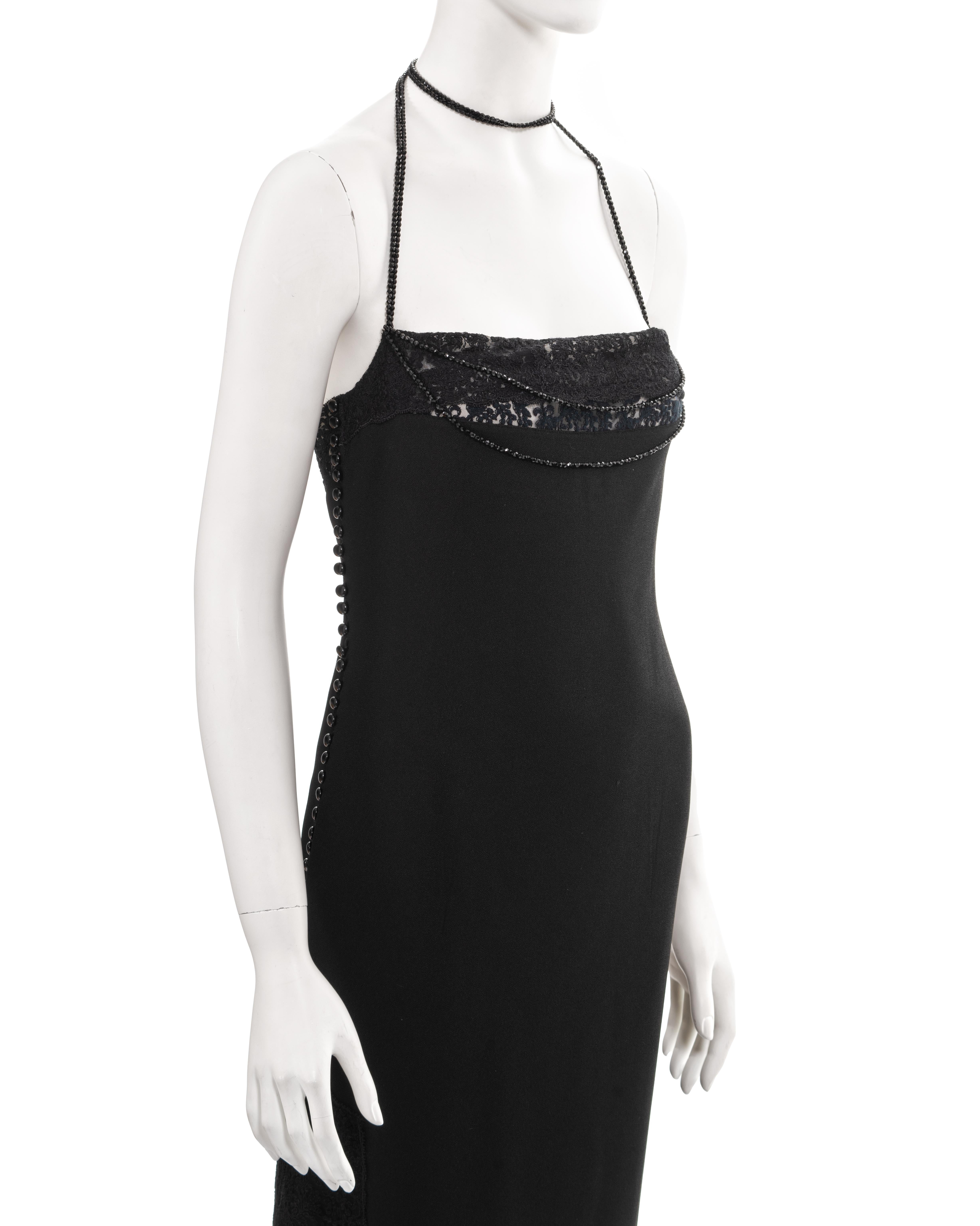 Christian Dior by John Galliano black crepe and lace evening dress, fw 1997 1