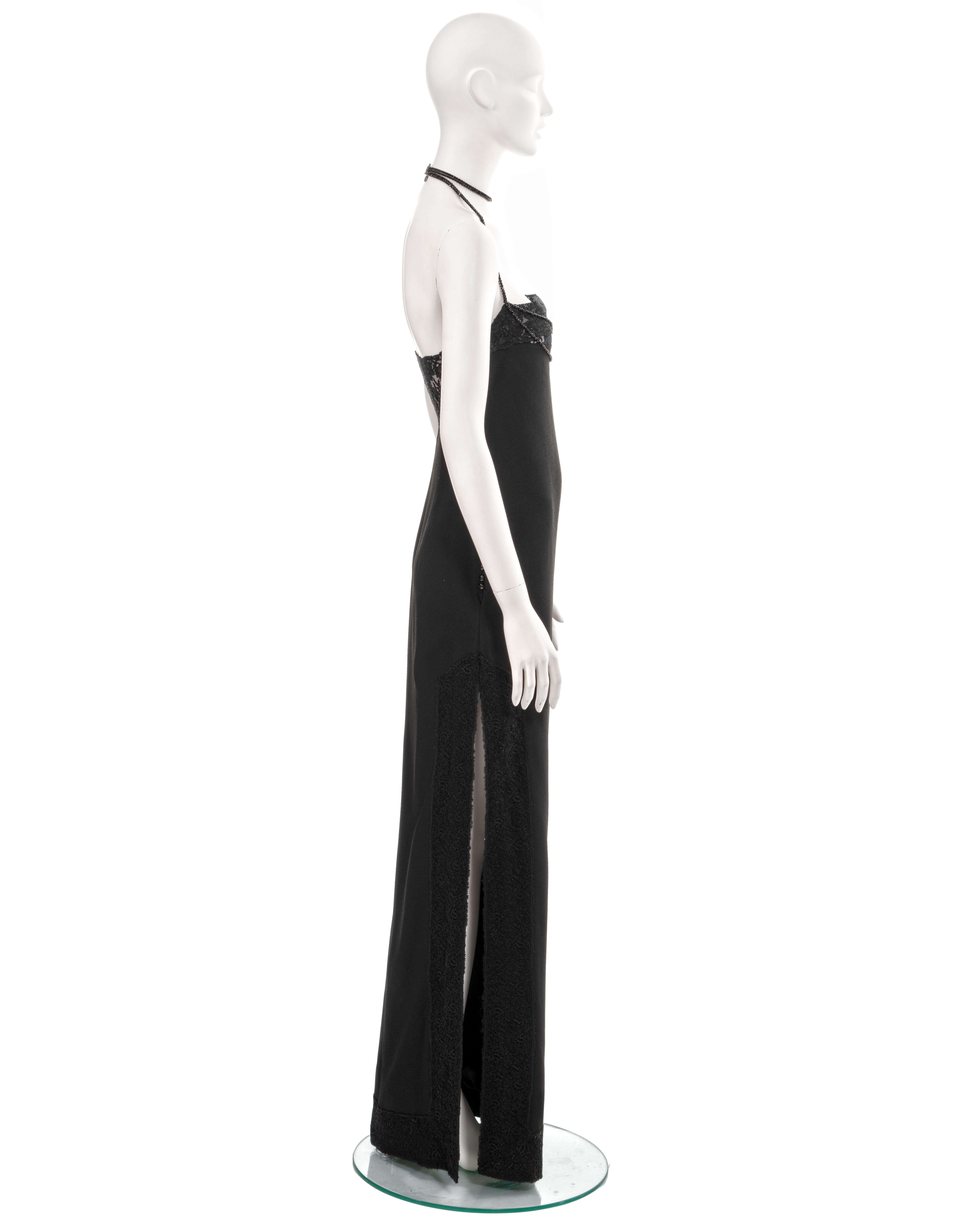 Christian Dior by John Galliano black crepe and lace evening dress, fw 1997 3