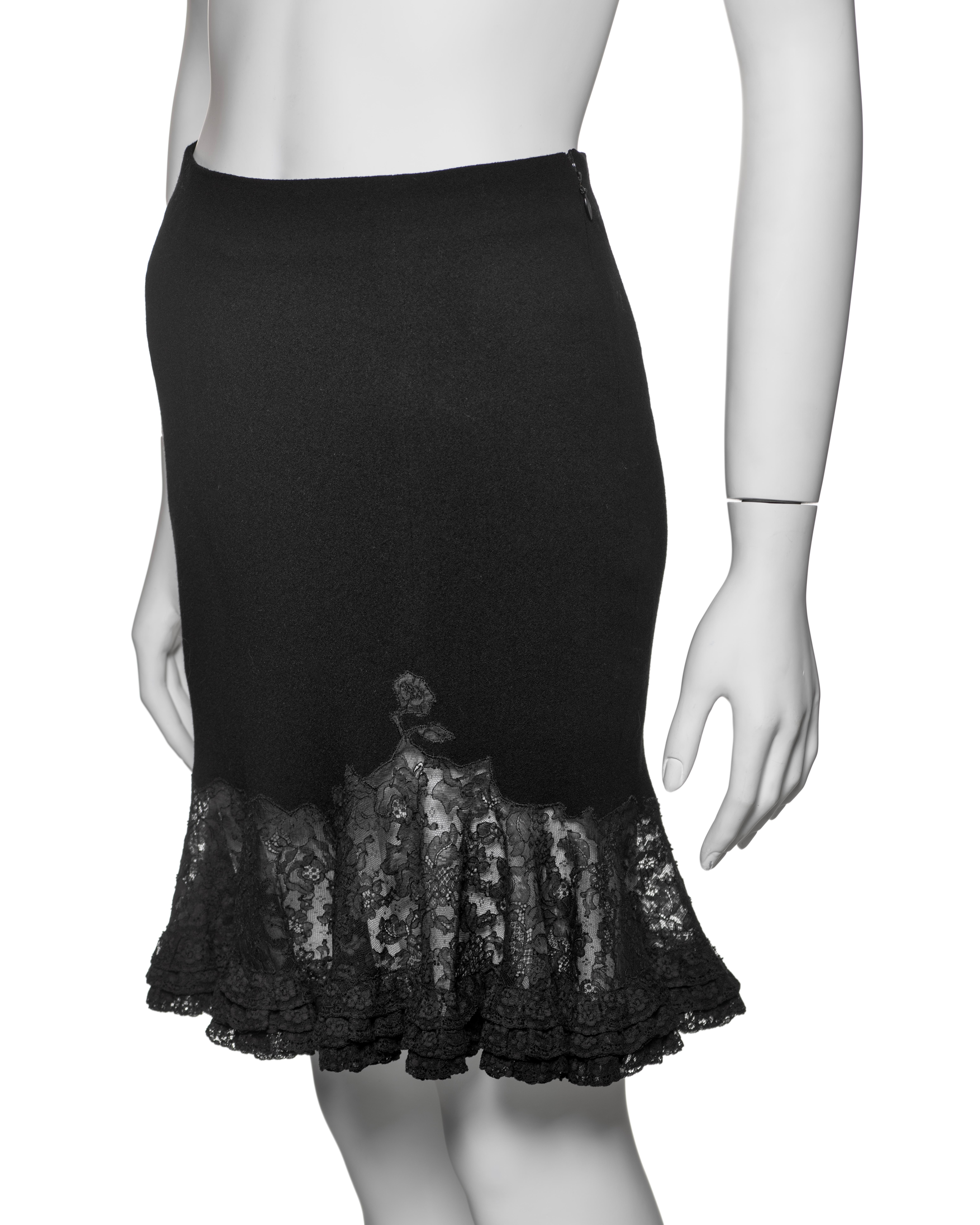 Christian Dior by John Galliano Black Crepe and Lace Skirt Suit, FW 1998 7
