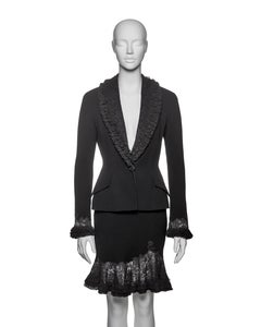 Christian Dior by John Galliano Traje con falda de crepé negro y encaje, FW 1998