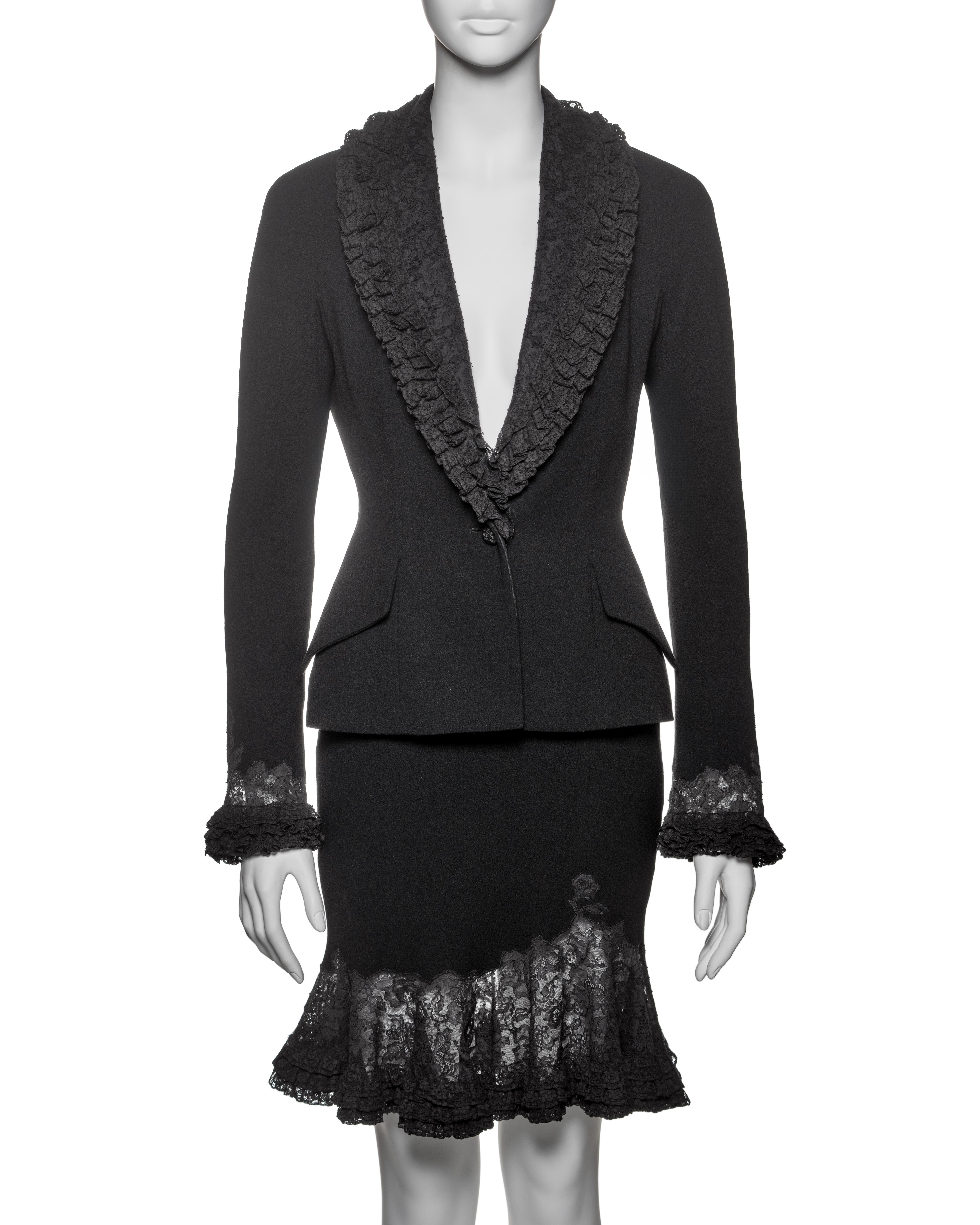Christian Dior by John Galliano Black Crepe and Lace Skirt Suit, FW 1998 In Excellent Condition In London, GB