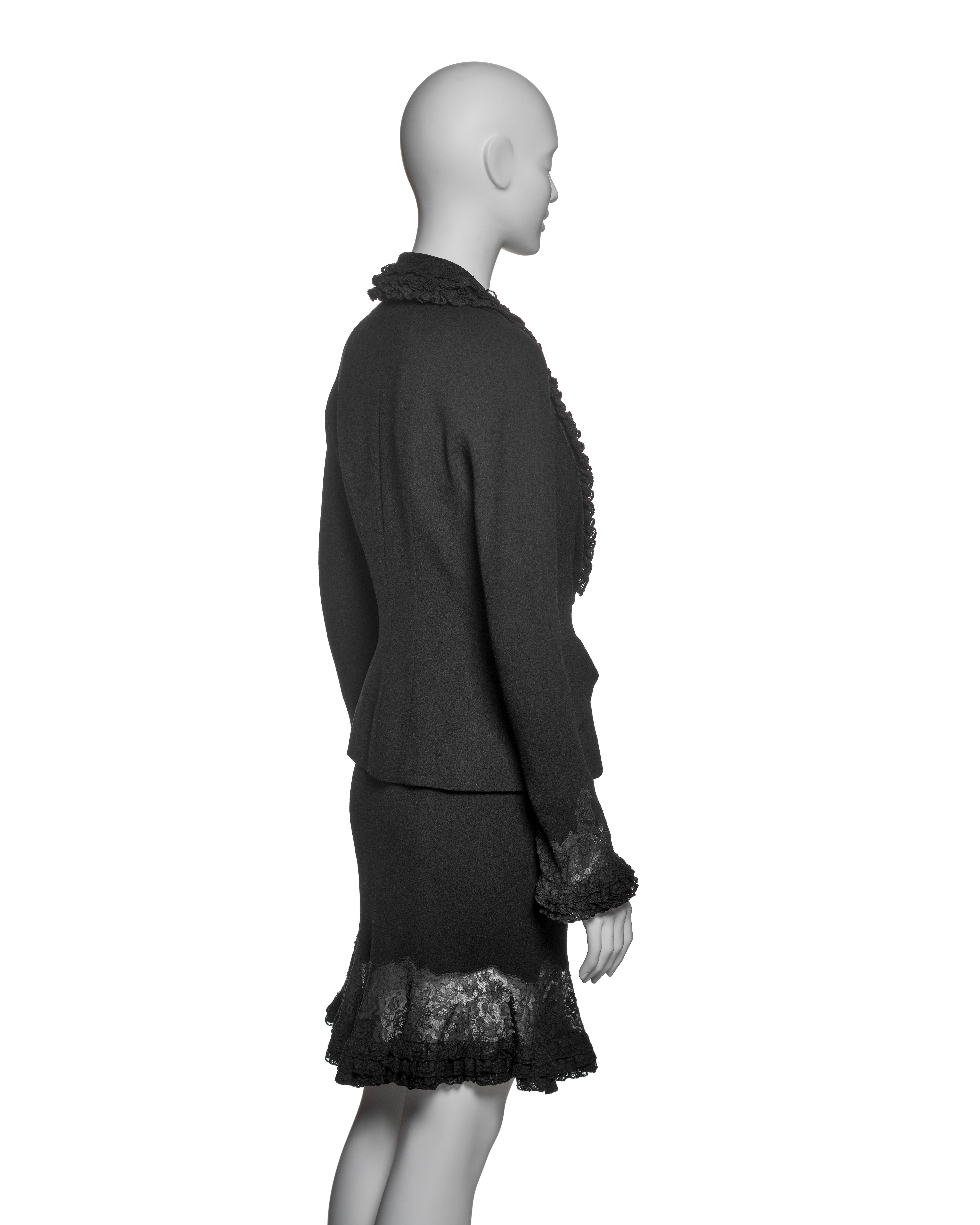 Christian Dior by John Galliano Black Crepe and Lace Skirt Suit, FW 1998 3