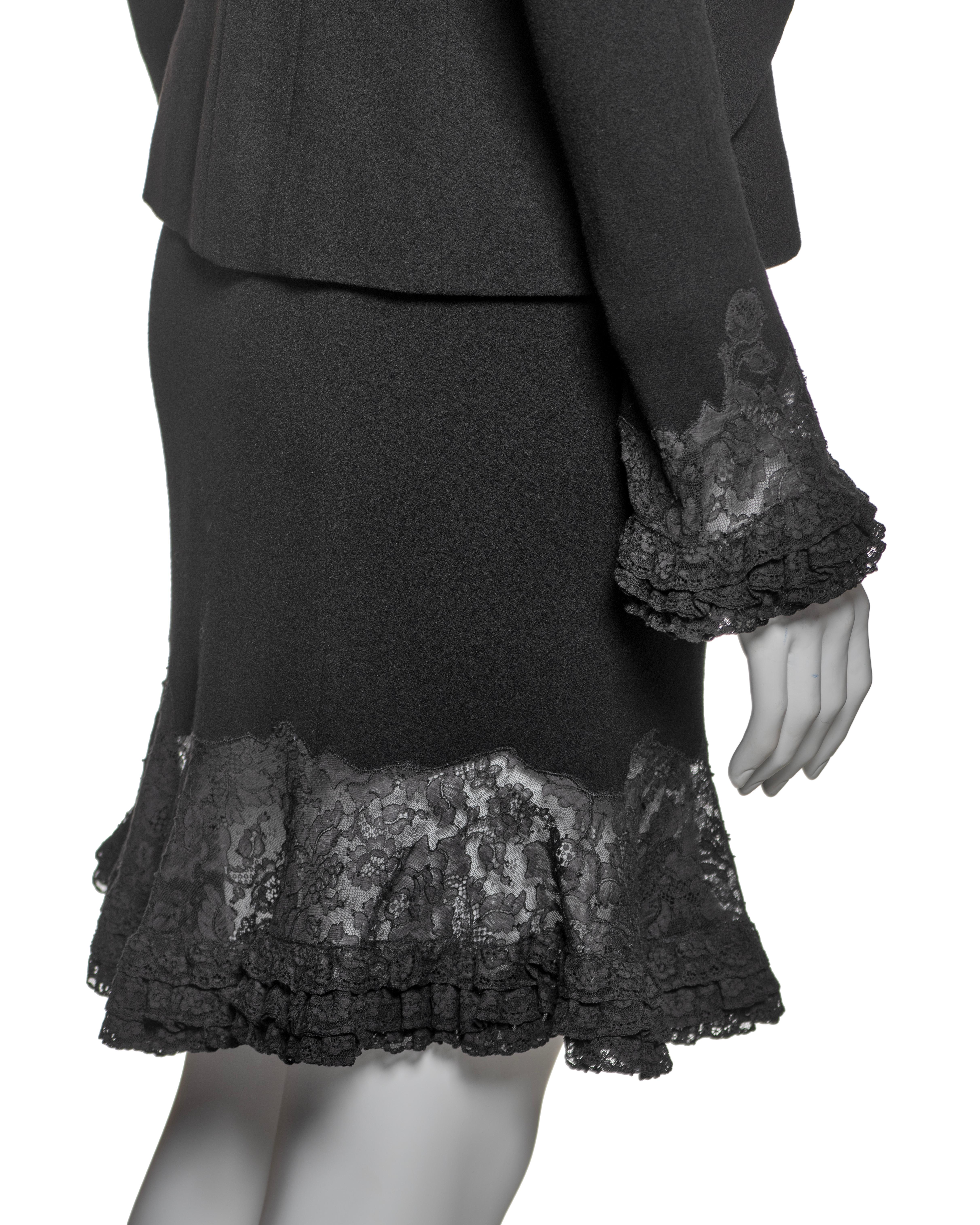 Christian Dior by John Galliano Black Crepe and Lace Skirt Suit, FW 1998 4