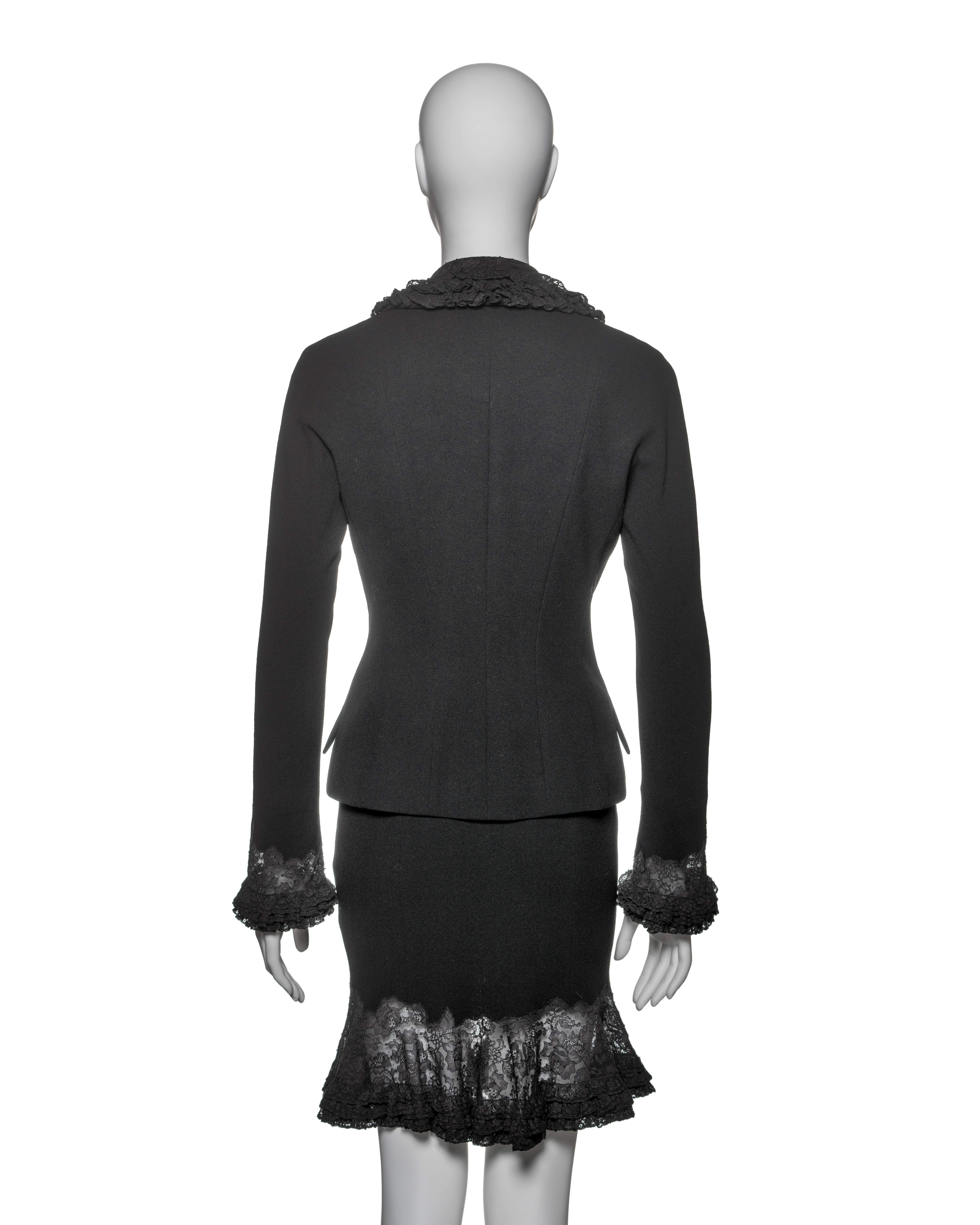 Christian Dior by John Galliano Black Crepe and Lace Skirt Suit, FW 1998 5
