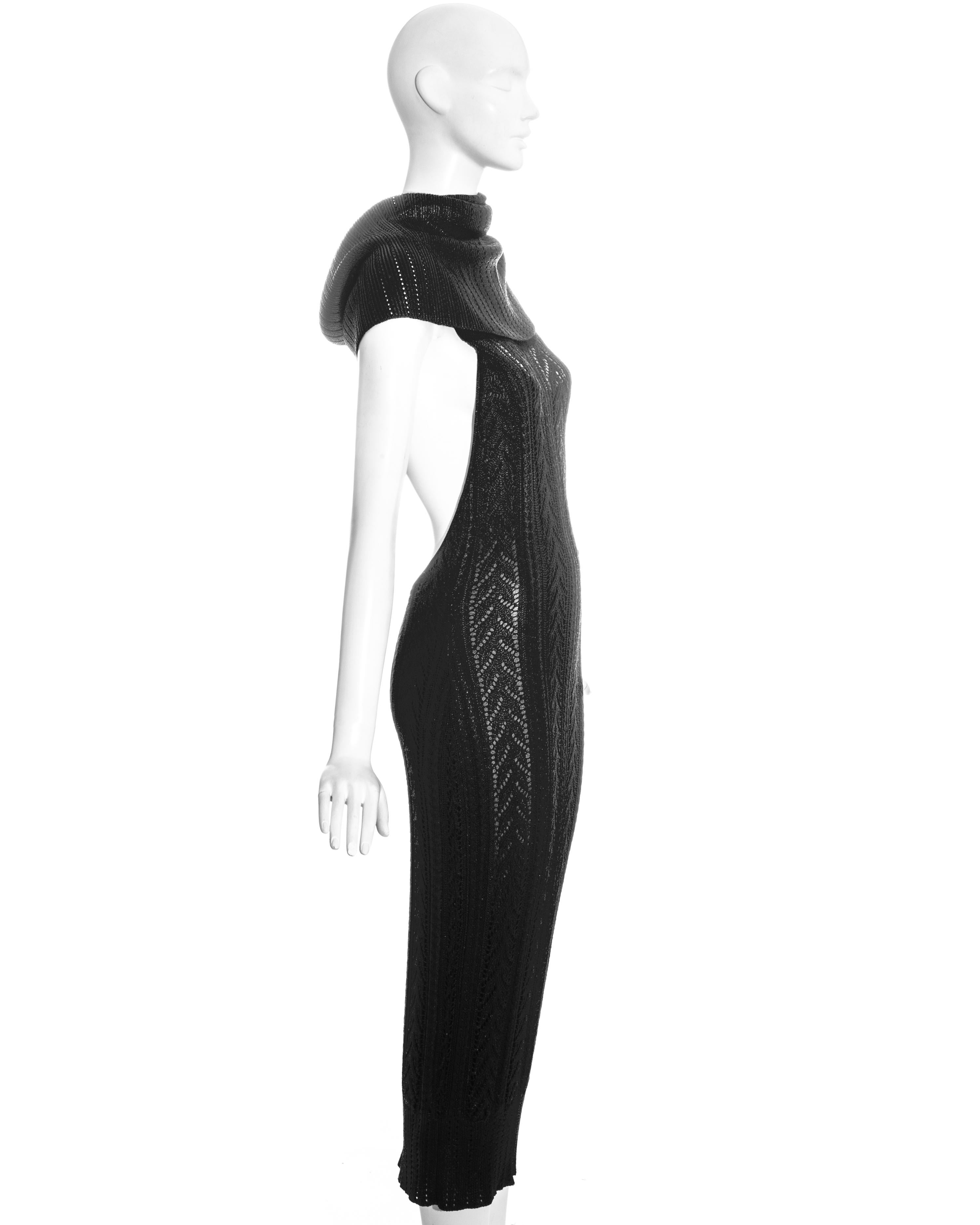 Black Christian Dior by John Galliano black crochet-knit evening dress, fw 1999