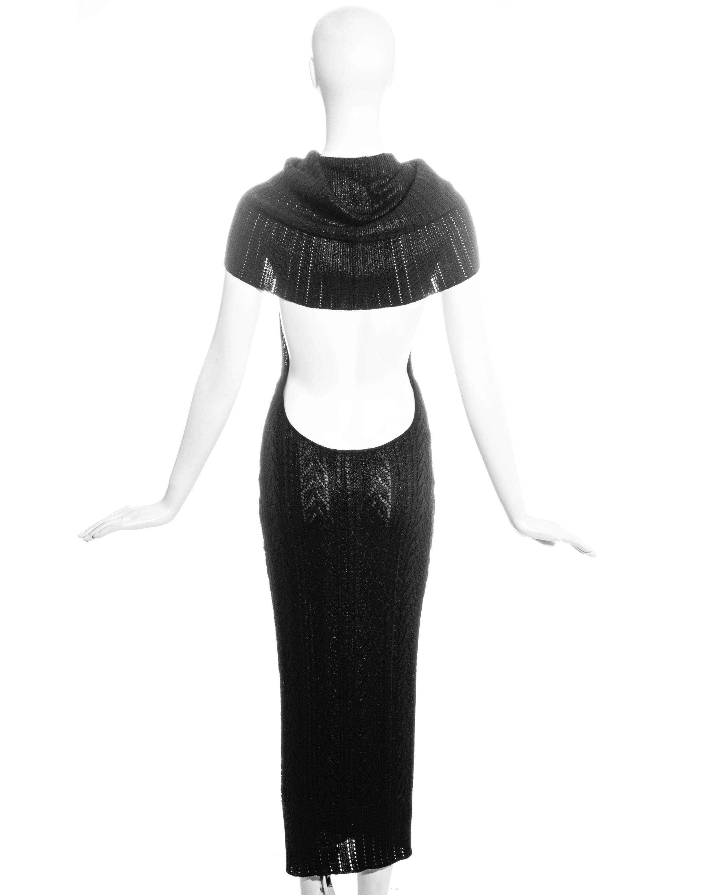 Christian Dior by John Galliano vestido de noche negro de punto de ganchillo, fw 1999 2