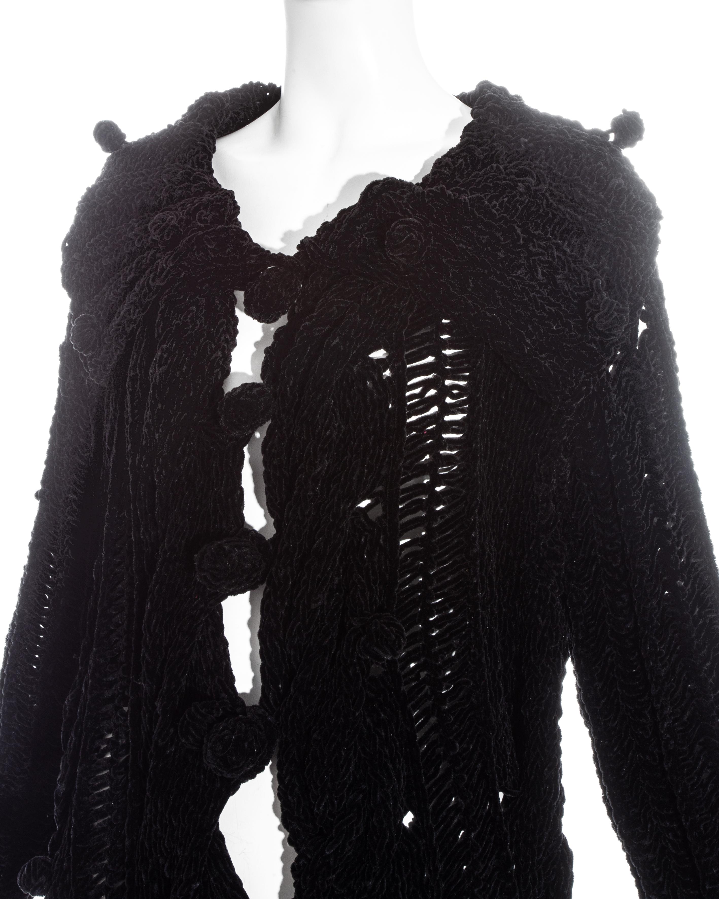 crochet velvet cardigan