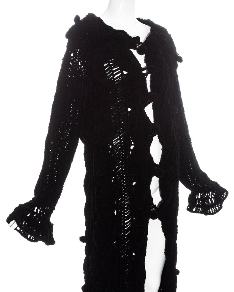 Christian Dior by John Galliano black crochet velvet oversized cardigan ...