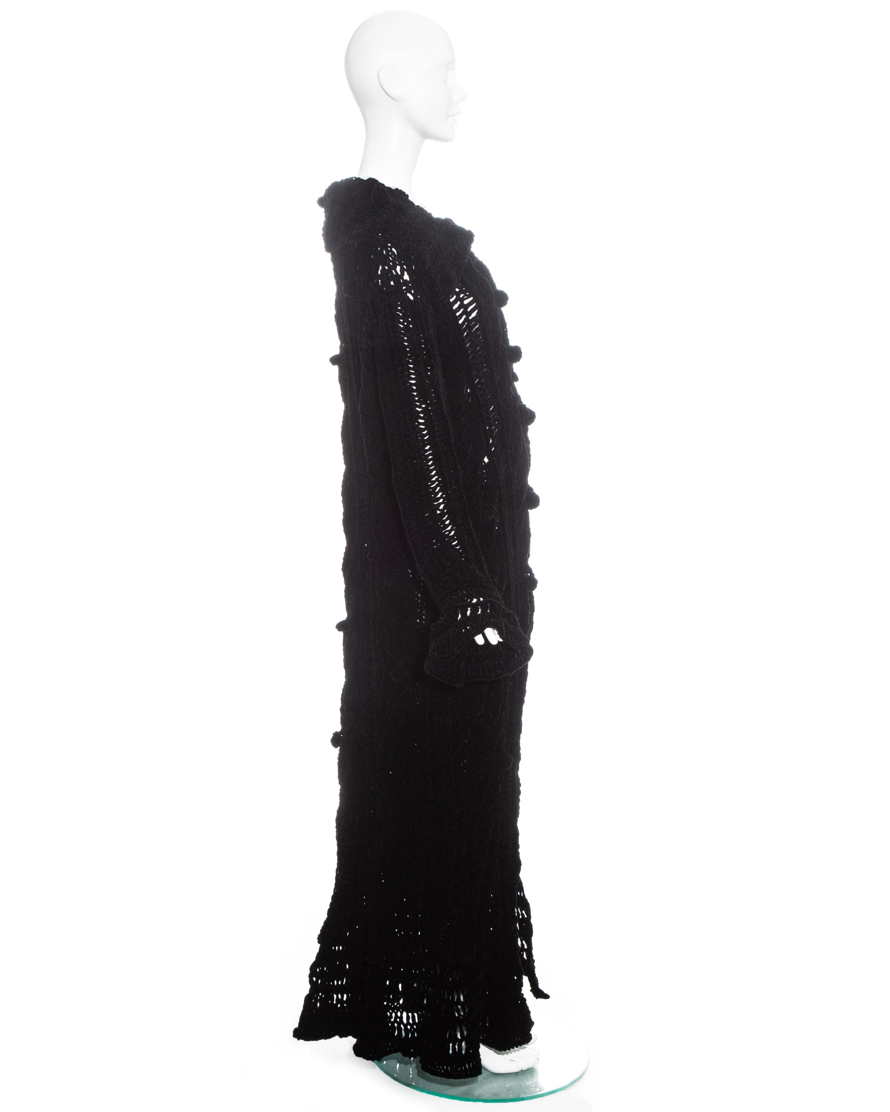 Black Christian Dior by John Galliano black crochet velvet oversized cardigan, fw 2003