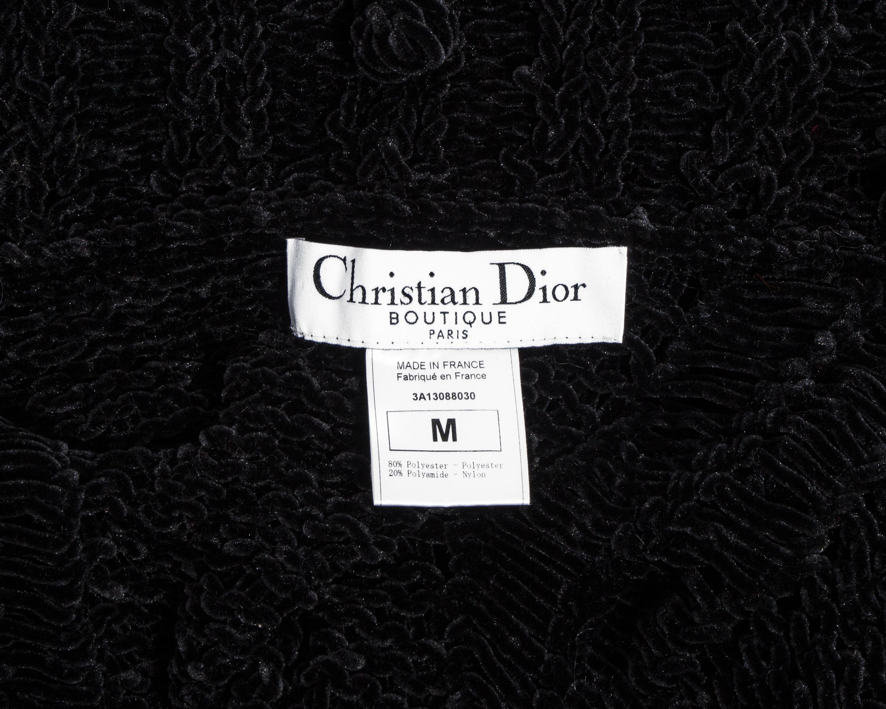 Women's Christian Dior by John Galliano black crochet velvet oversized cardigan, fw 2003