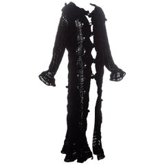 Christian Dior by John Galliano black crochet velvet oversized cardigan, fw 2003