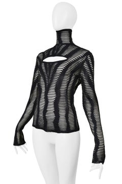 Christian Dior By John Galliano Black Cutout Knit Top 2003