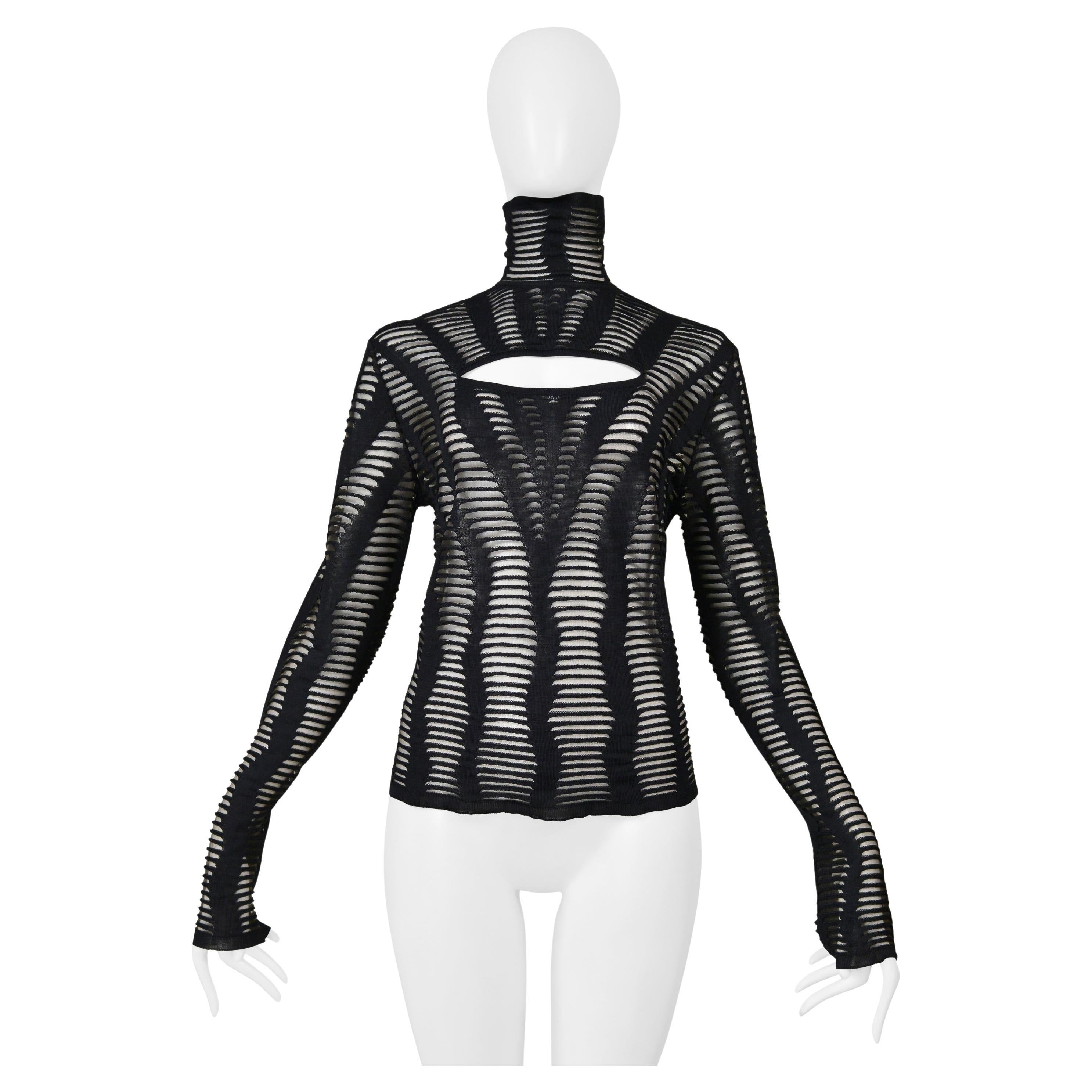 Christian Dior By John Galliano Black Cutout Knit Top 2003