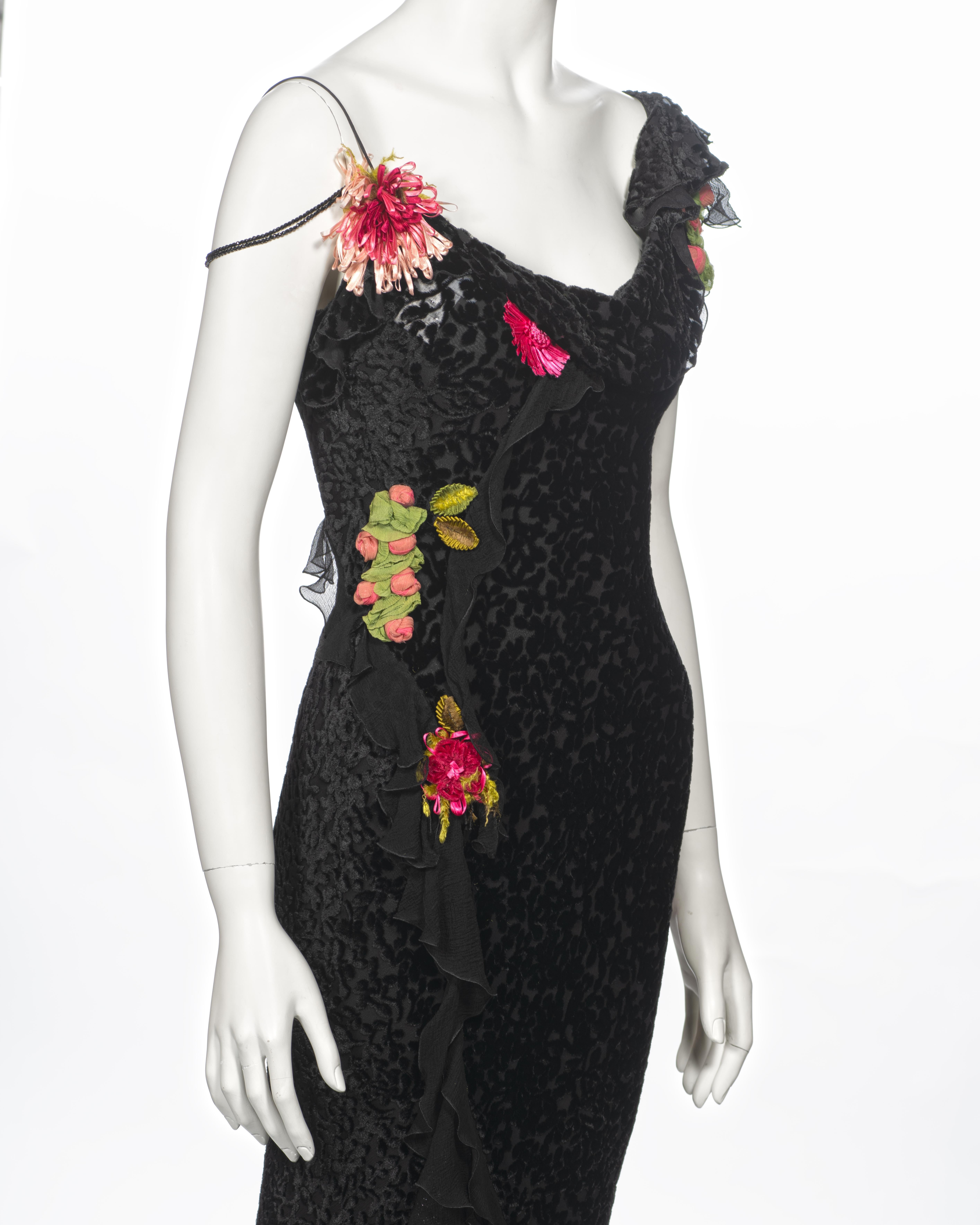 Christian Dior by John Galliano black devoré velvet cocktail dress, fw 2003 For Sale 2