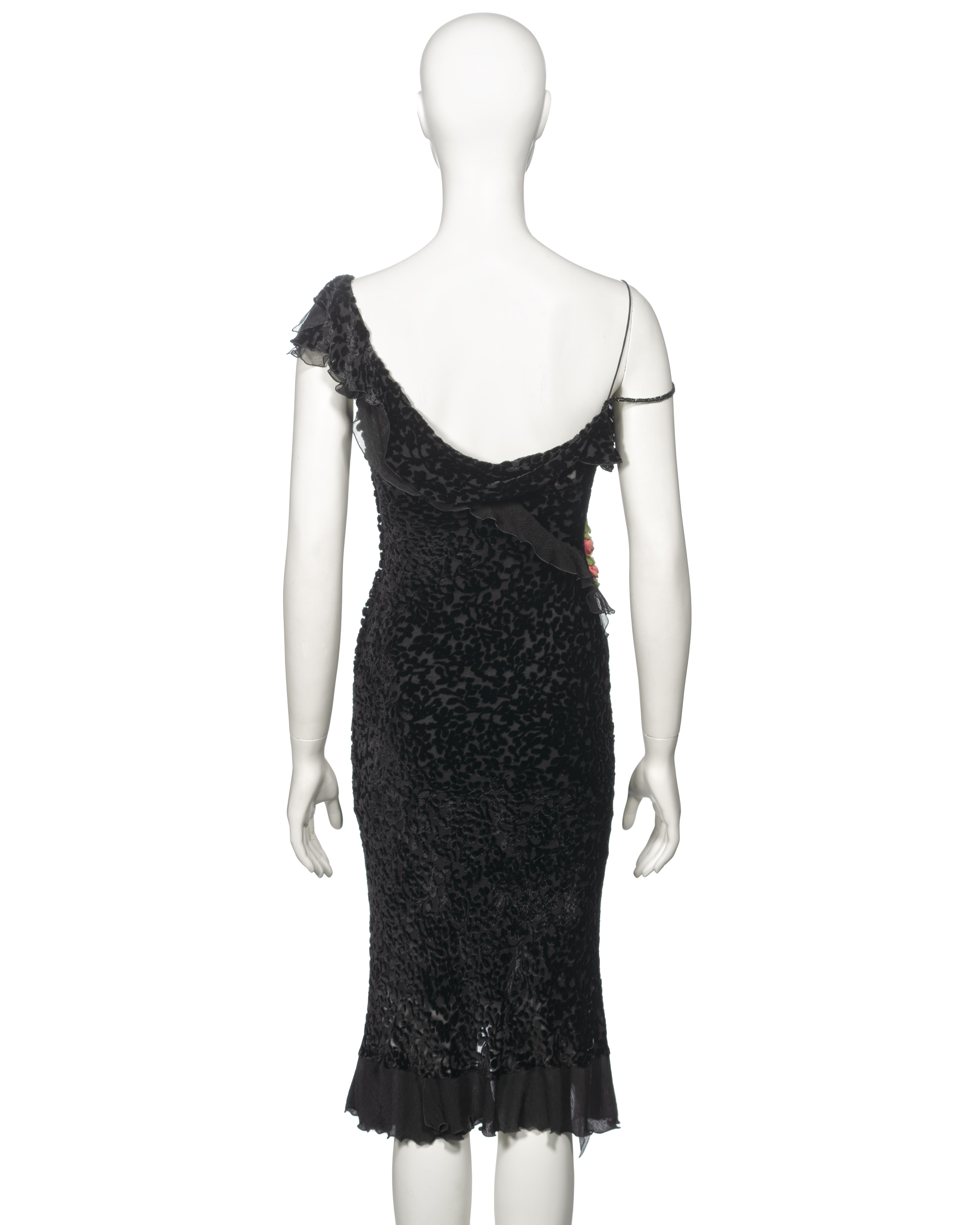 Christian Dior by John Galliano black devoré velvet cocktail dress, fw 2003 For Sale 5
