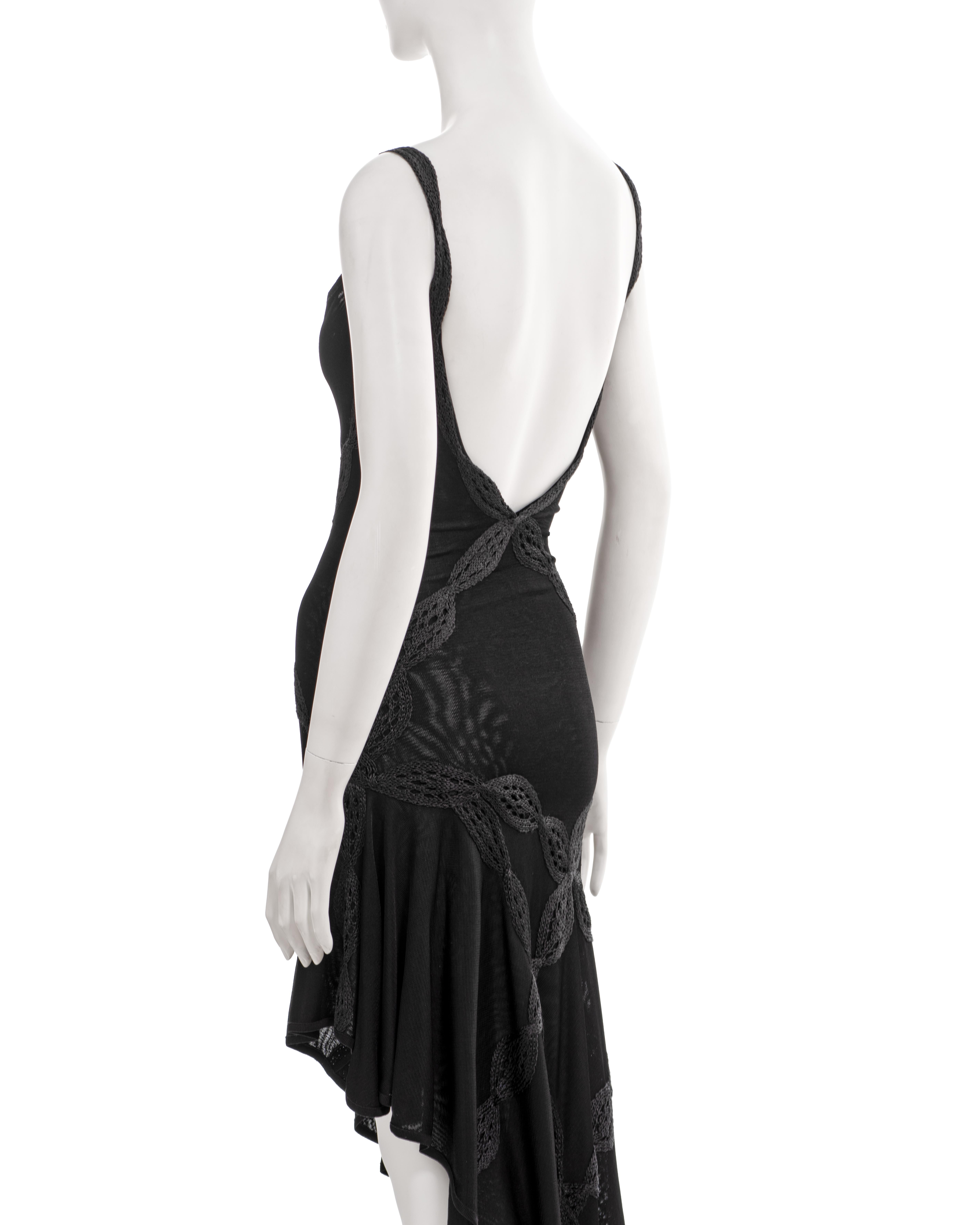 Christian Dior by John Galliano black embroidered knit evening dress, ss 2001 For Sale 6