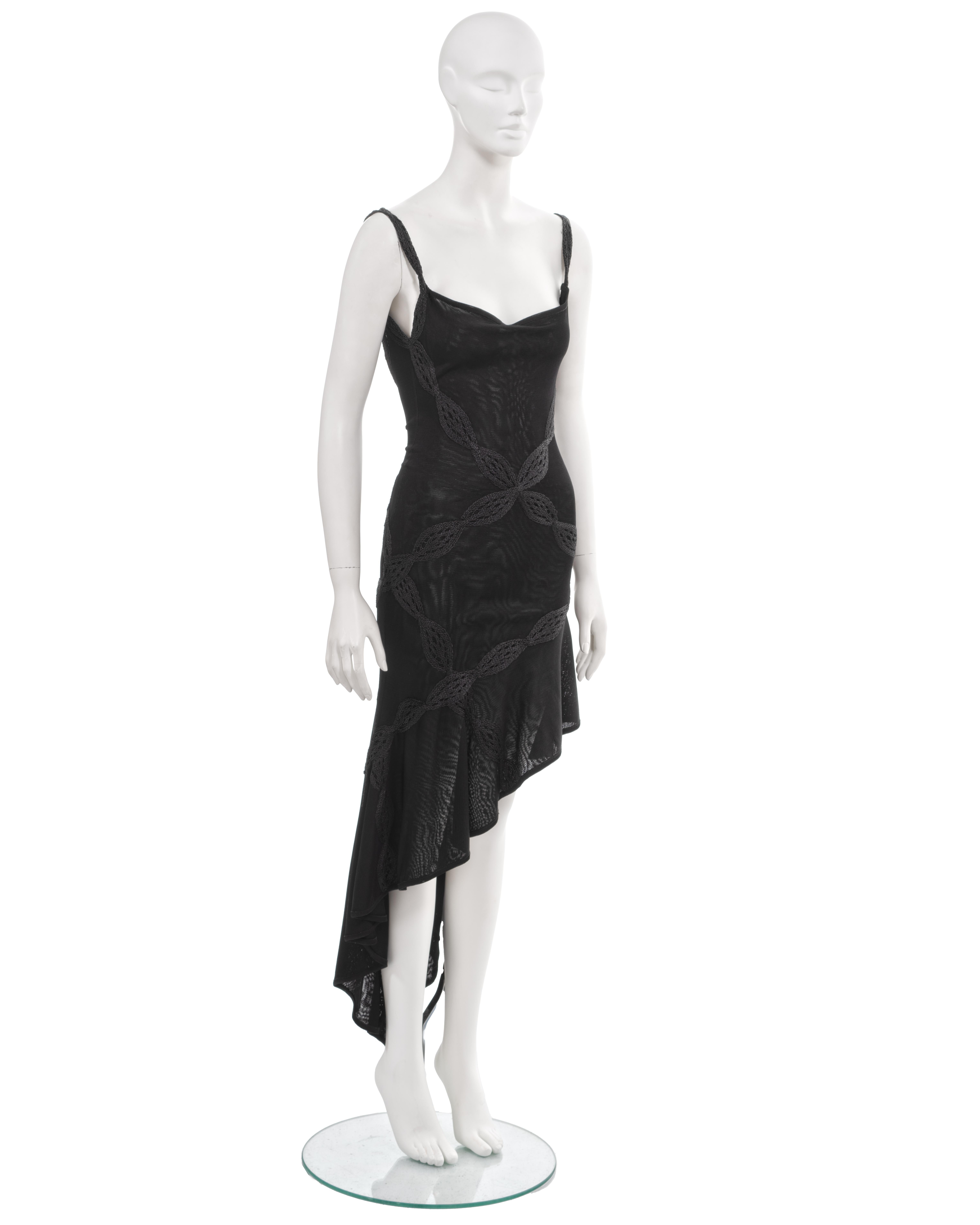 Women's Christian Dior by John Galliano black embroidered knit evening dress, ss 2001 For Sale