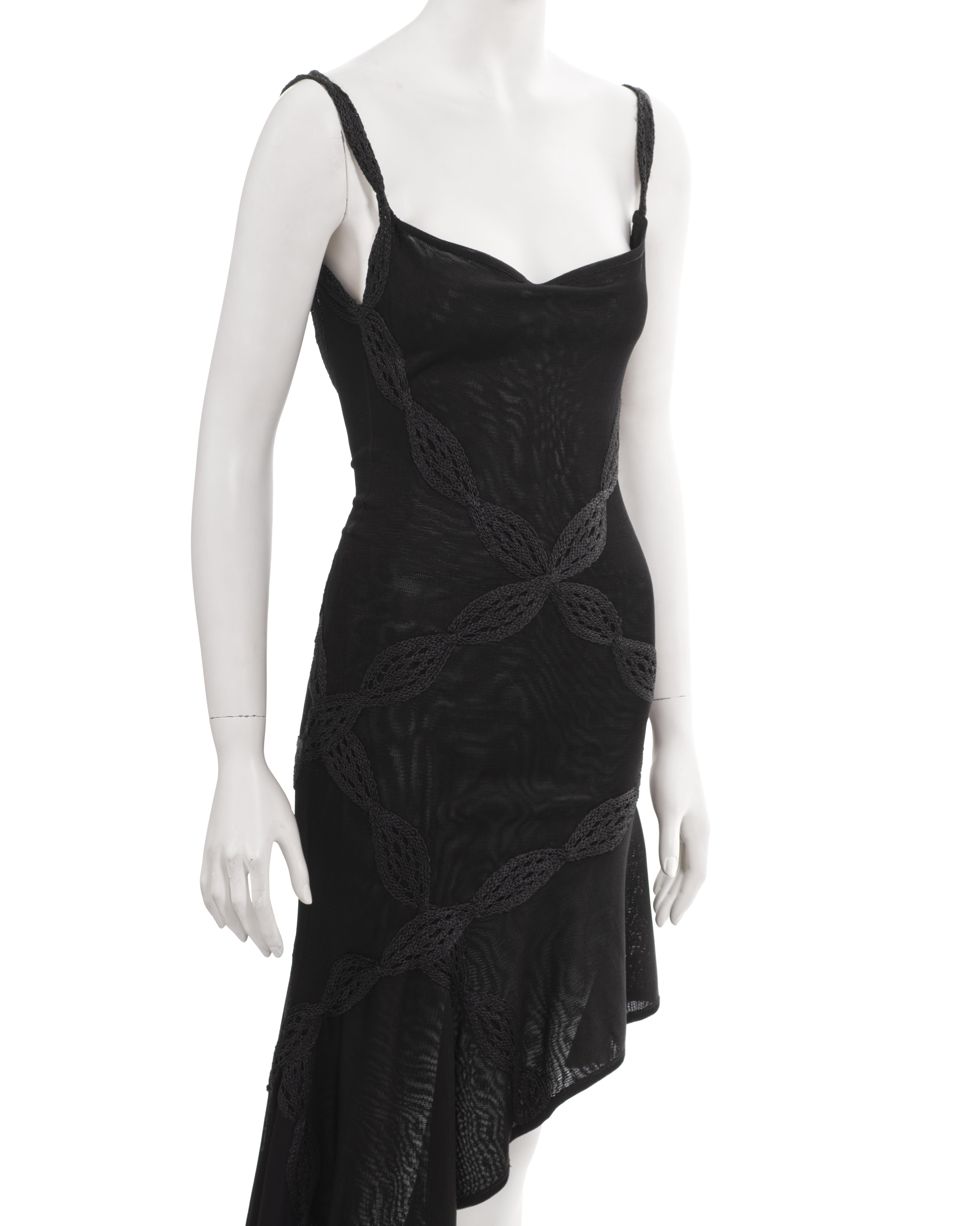 Christian Dior by John Galliano black embroidered knit evening dress, ss 2001 For Sale 1