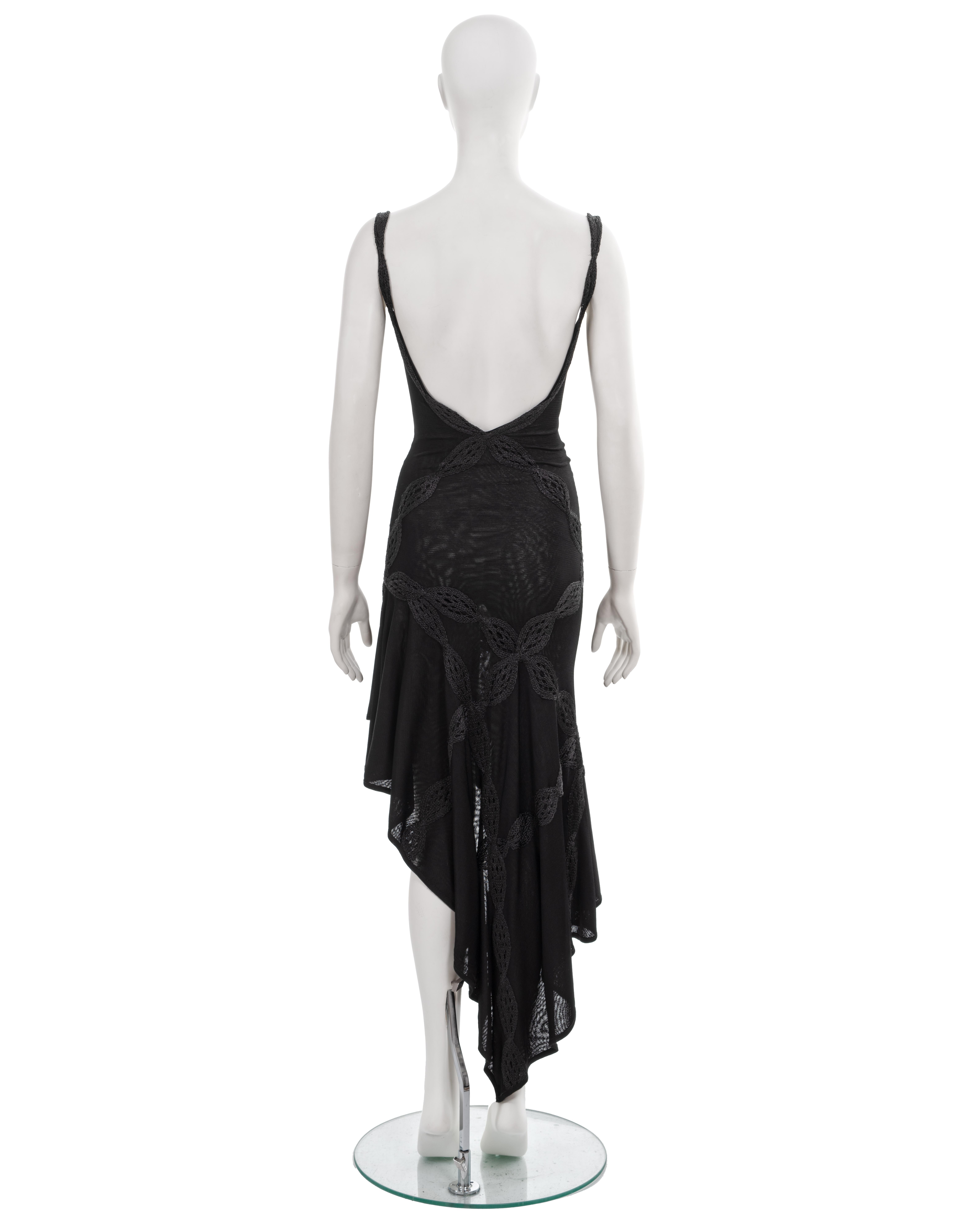 Christian Dior by John Galliano black embroidered knit evening dress, ss 2001 For Sale 3