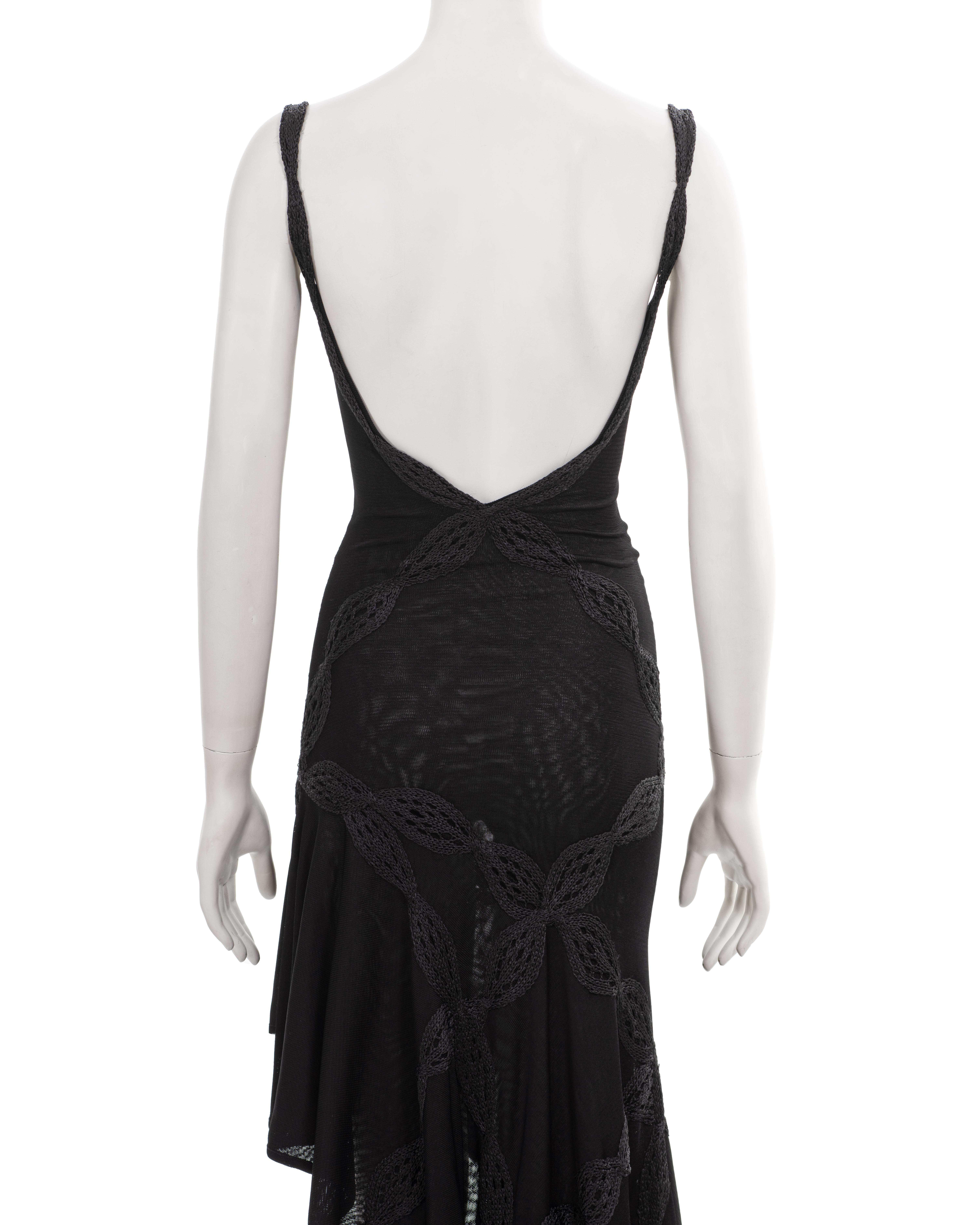 Christian Dior by John Galliano black embroidered knit evening dress, ss 2001 For Sale 4