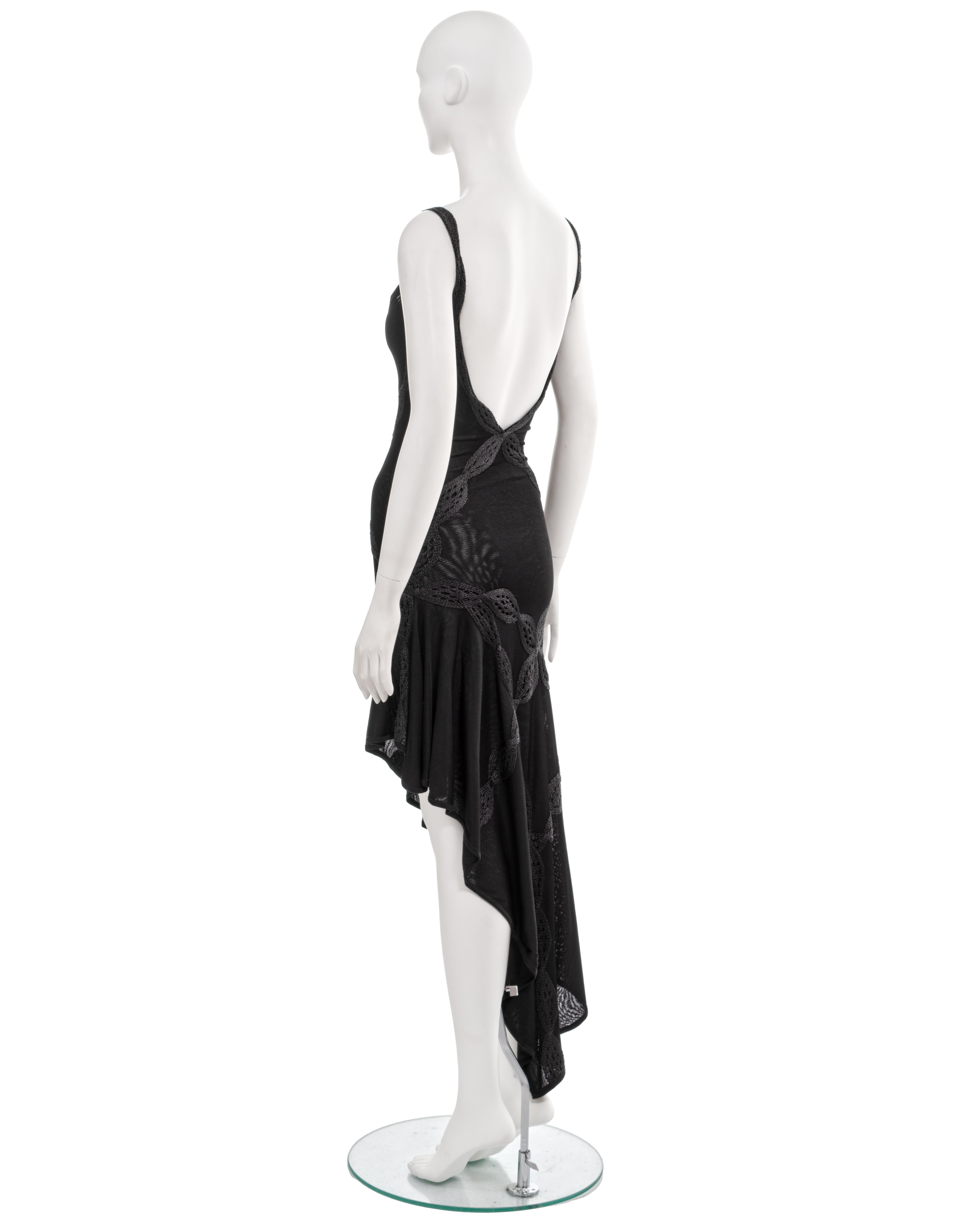 Christian Dior by John Galliano black embroidered knit evening dress, ss 2001 For Sale 5