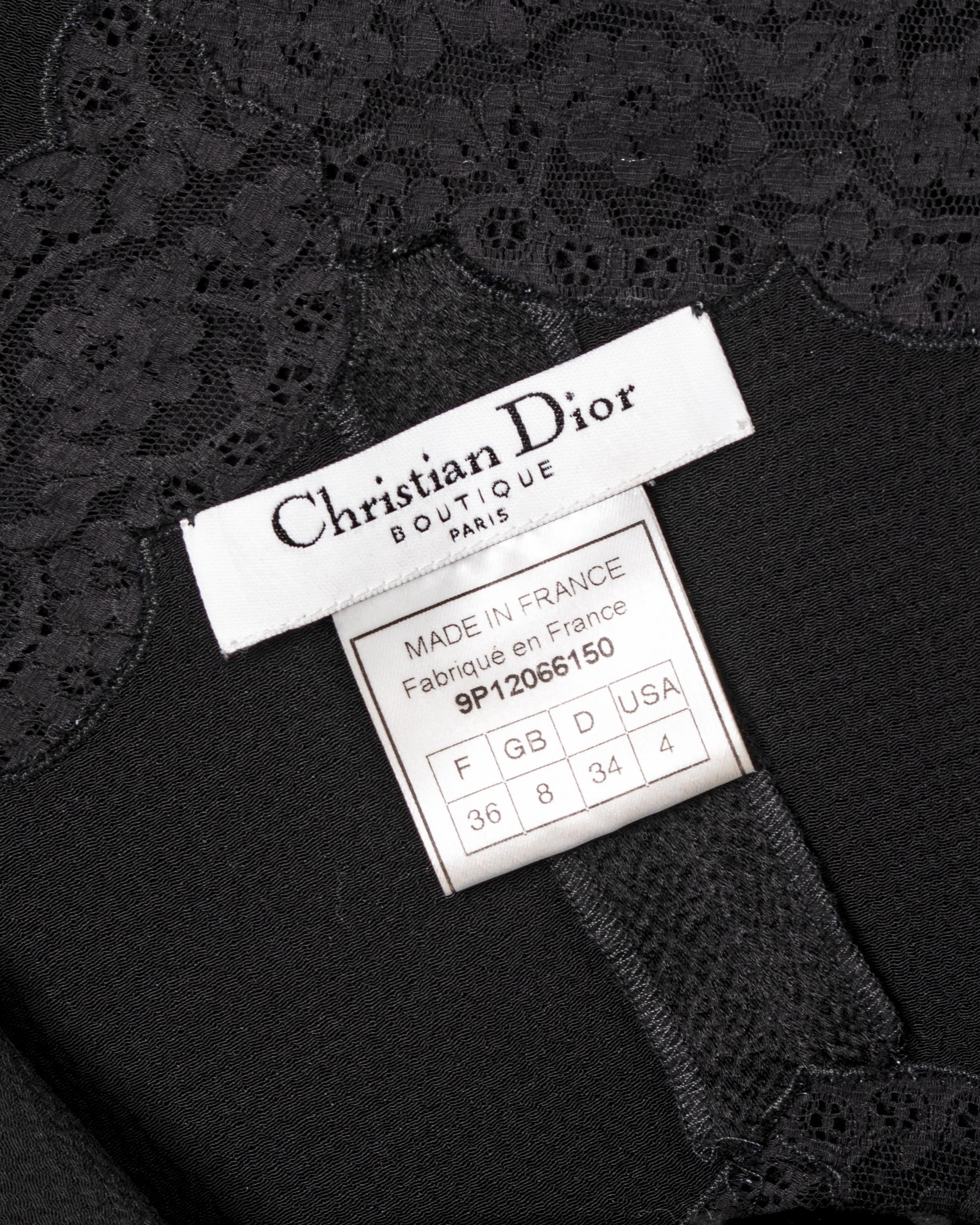 Christian Dior par John Galliano - Robe de soirée noire avec inserts en dentelle, printemps-été 1999 en vente 8