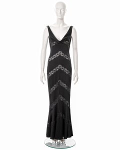 Christian Dior by John Galliano black evening dress with lace inserts, ss 1999