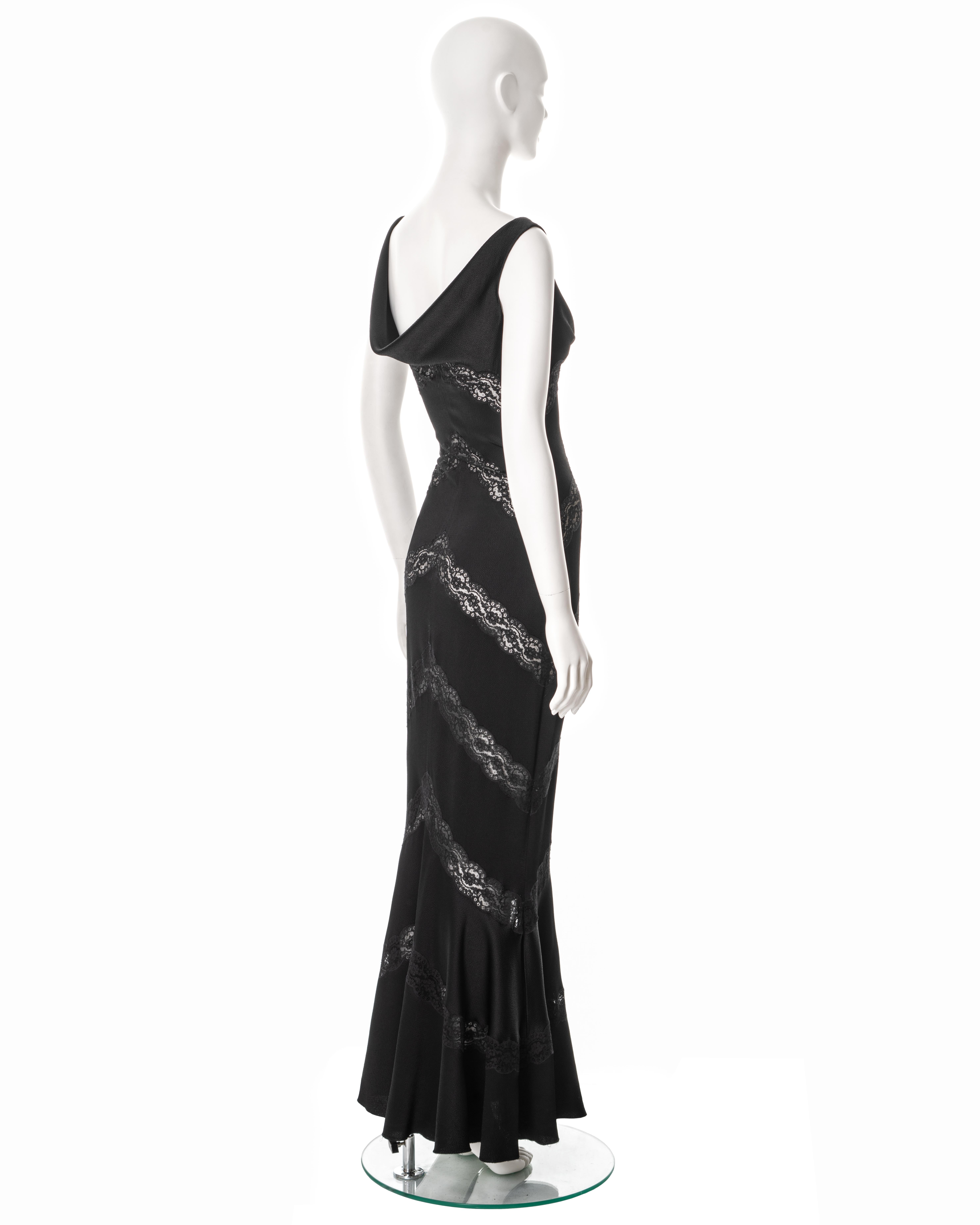 Christian Dior by John Galliano black evening dress with lace inserts, ss 1999 For Sale 2