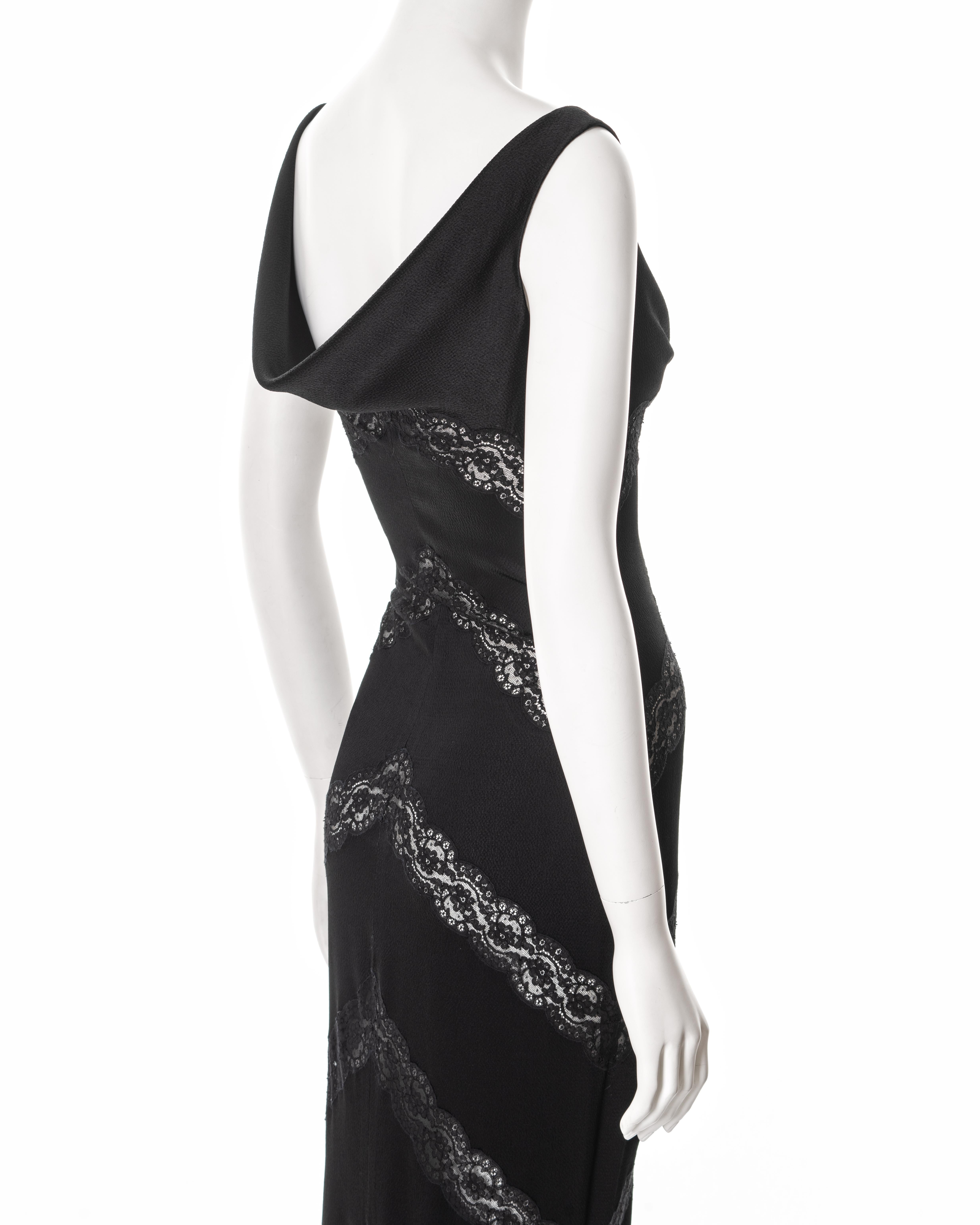 Christian Dior by John Galliano black evening dress with lace inserts, ss 1999 For Sale 2