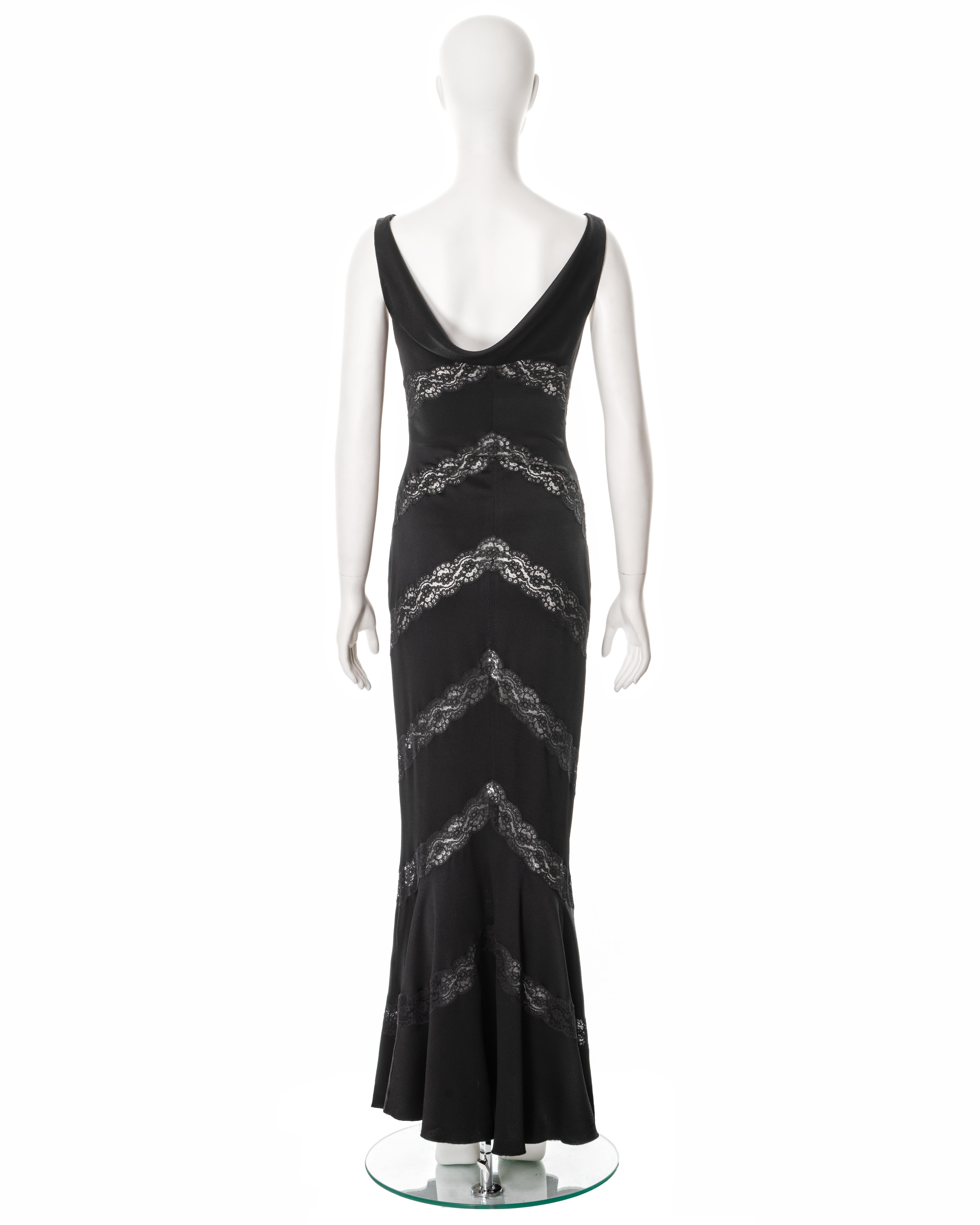 Christian Dior by John Galliano black evening dress with lace inserts, ss 1999 For Sale 4