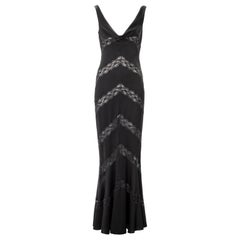 Christian Dior by John Galliano Schwarzes Abendkleid mit Spitzeneinsätzen, Frühjahr/Sommer 1999