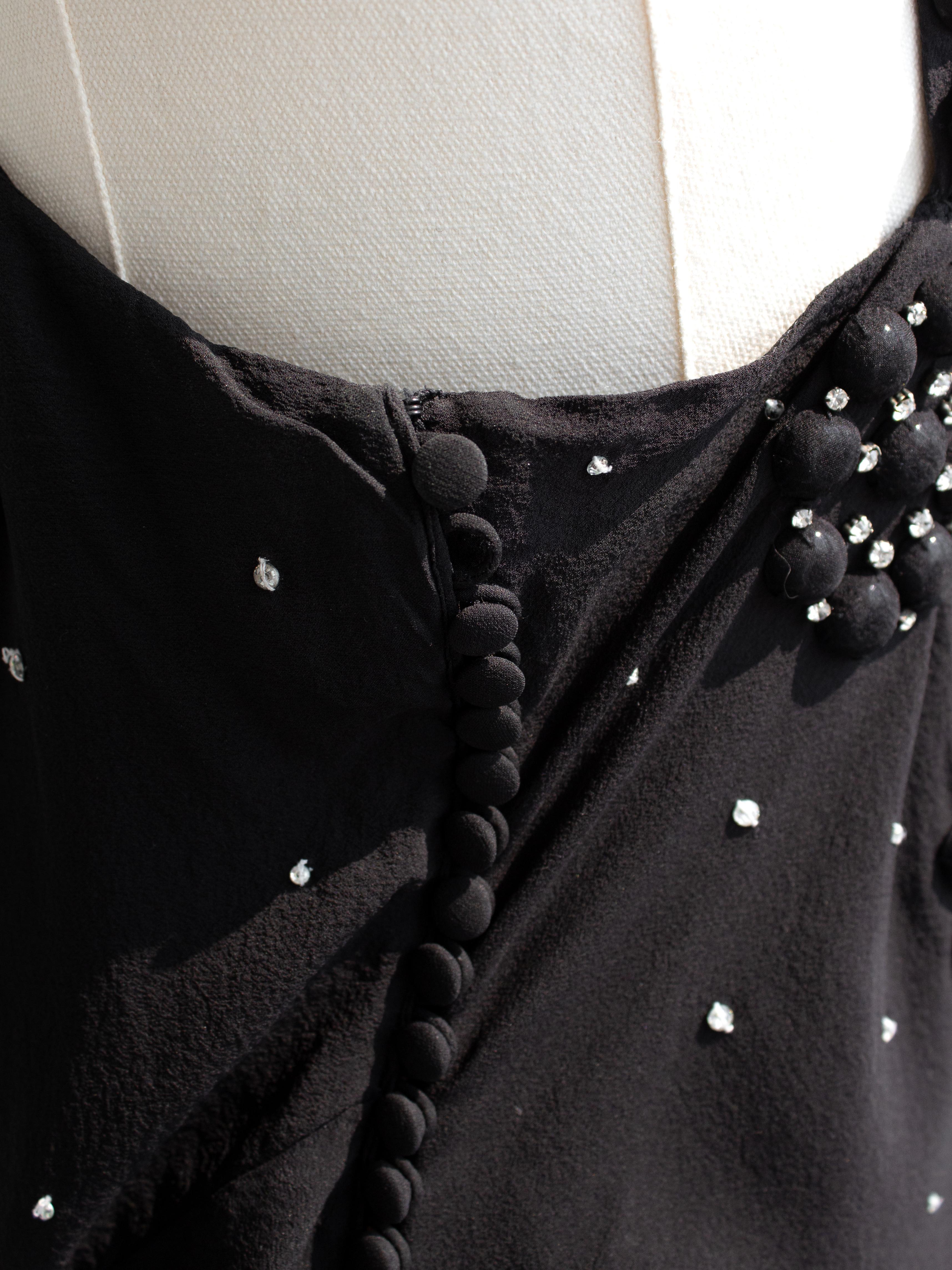 Christian Dior By John Galliano Black Flower Crystal Embellished Maxi Gown Dress For Sale 10