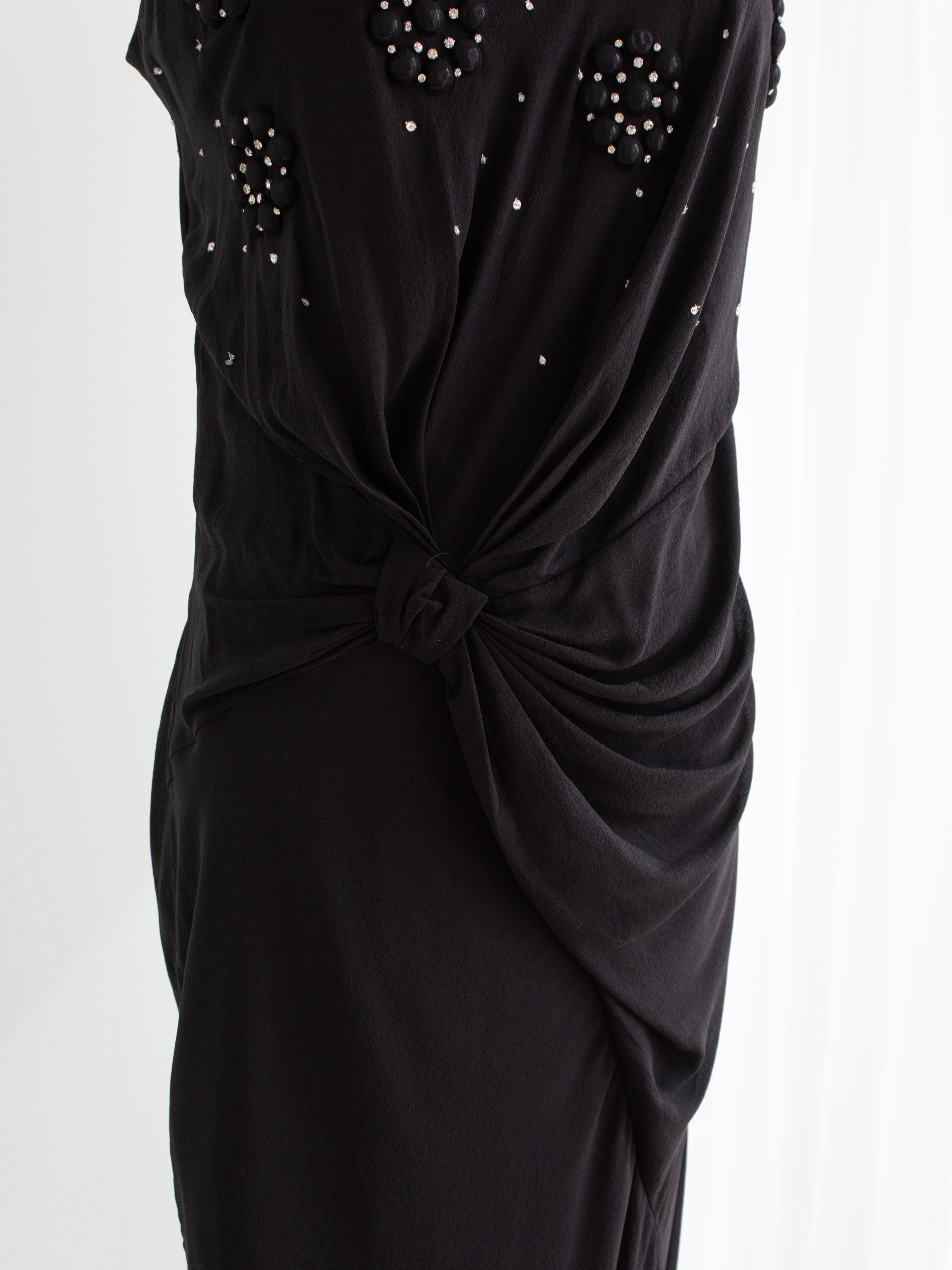 Women's Christian Dior By John Galliano Black Flower Crystal Embellished Maxi Gown Dress For Sale