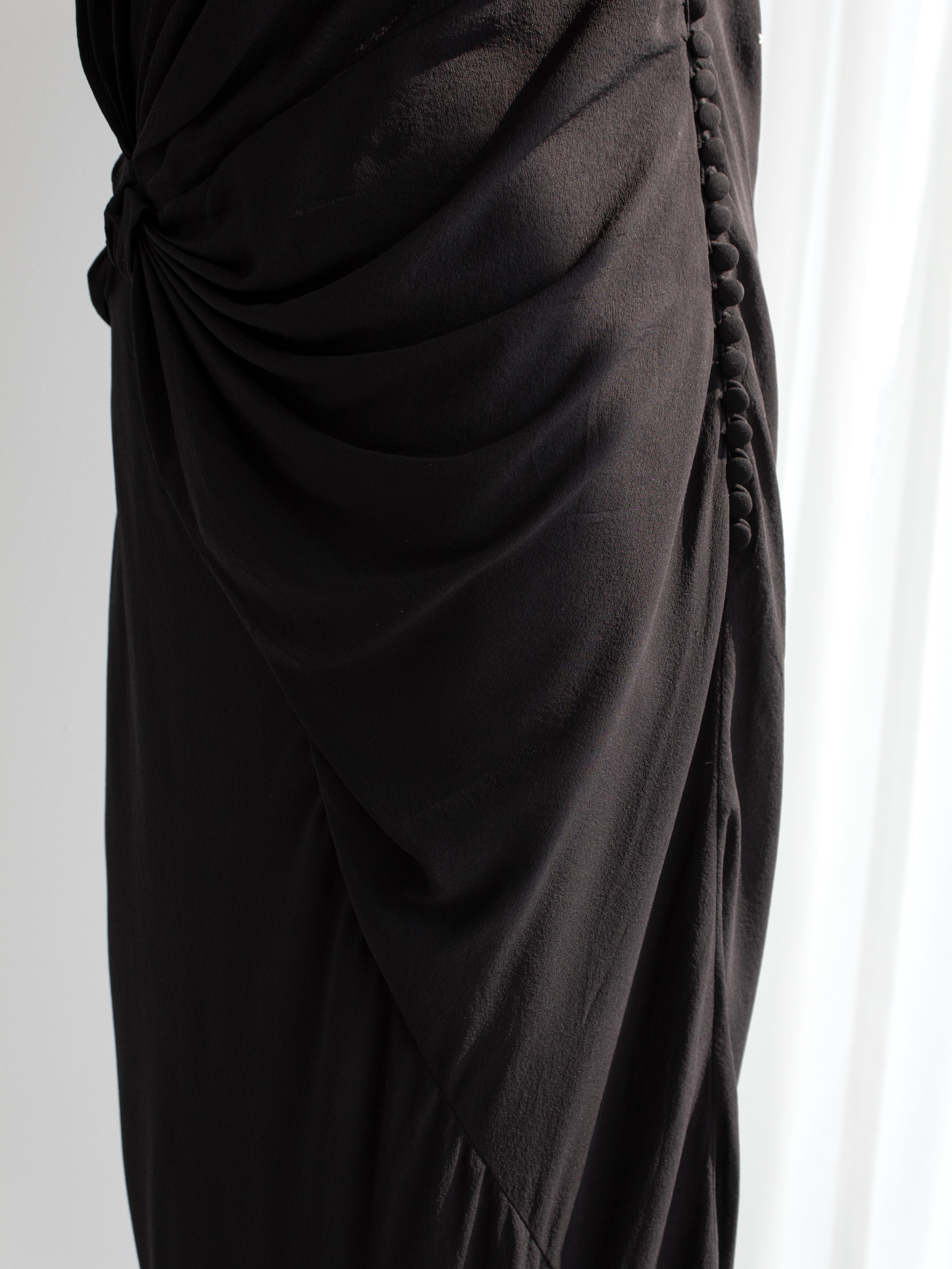 Christian Dior By John Galliano Black Flower Crystal Embellished Maxi Gown Dress For Sale 5