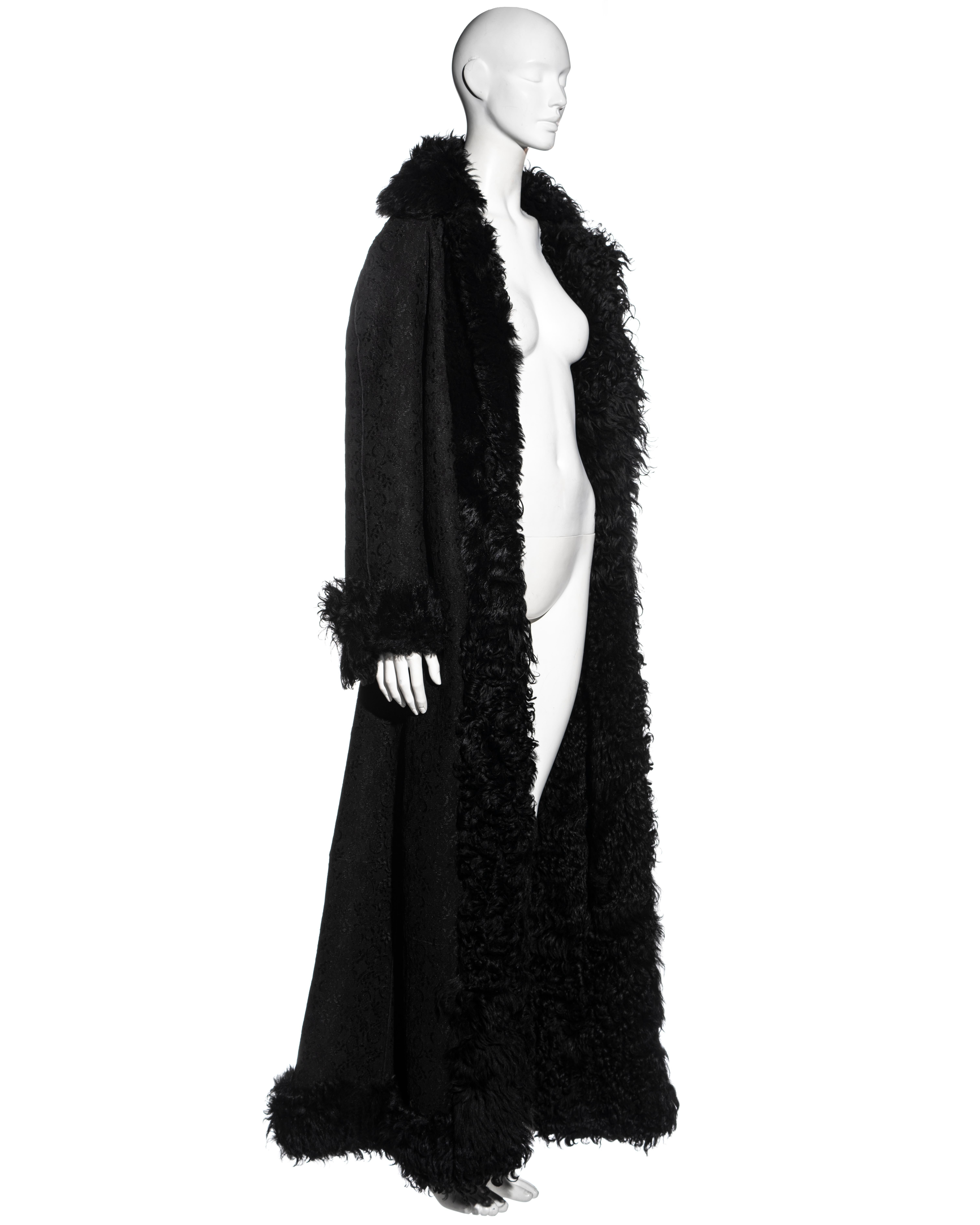 Black Christian Dior by John Galliano black full length lamb and lace coat, fw 2001 For Sale