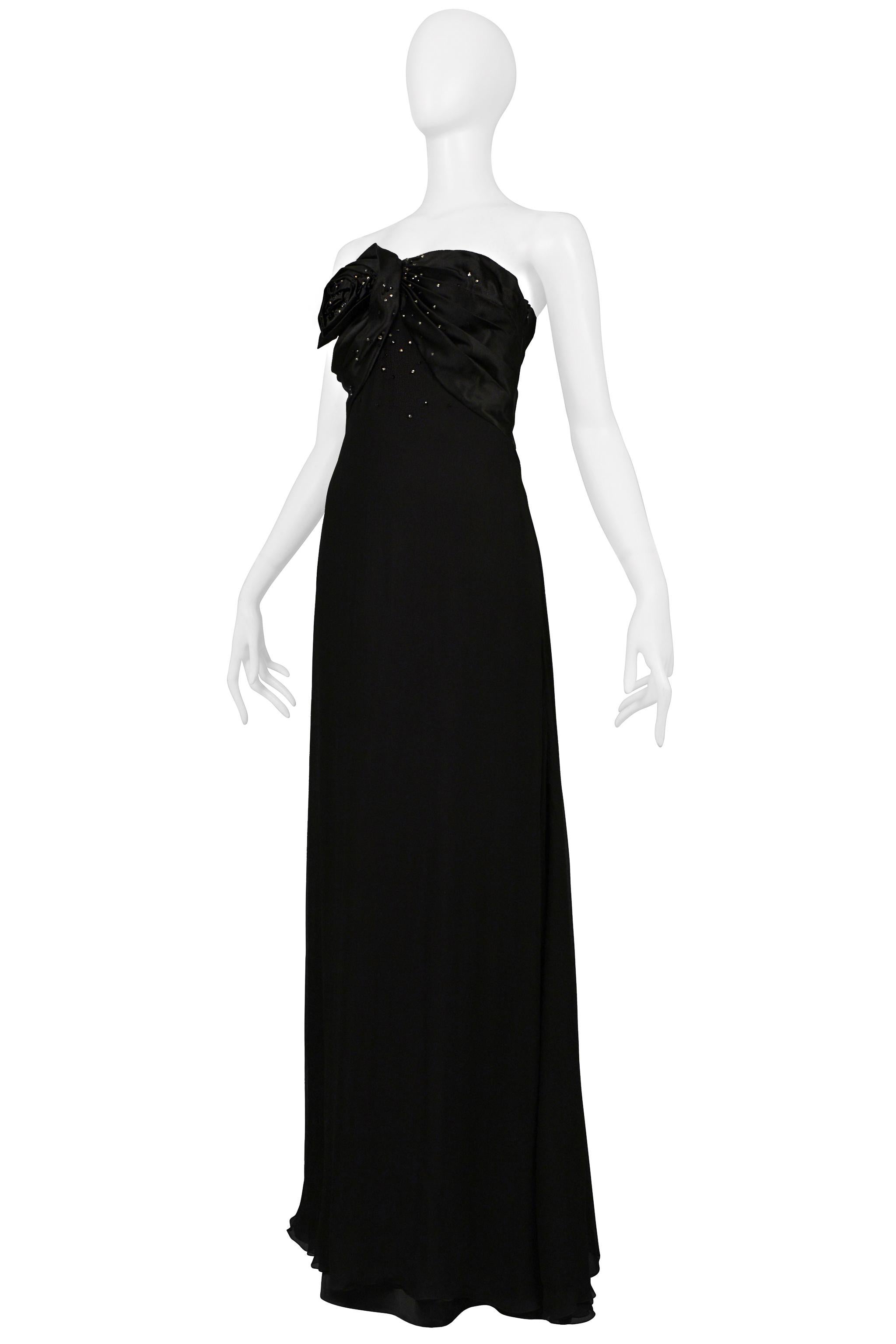 Women's Christian Dior By John Galliano Black Gown W/ Rosettes & Rhinestones 2008 Resort For Sale